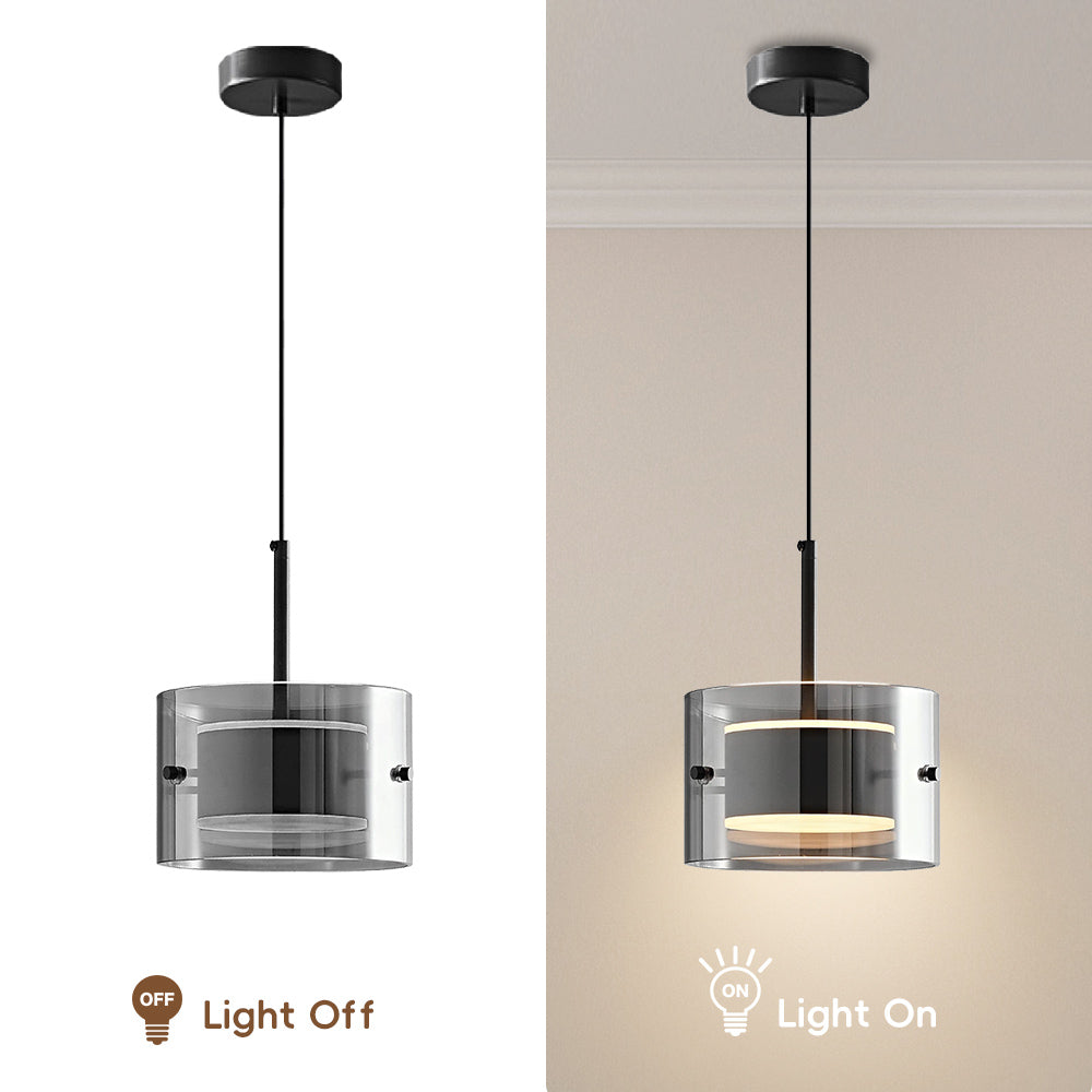 (X)Solid Copper Italian Minimalist Pendant Light - Acrylic & Glass Ceiling Lamp for Bedroom, Dining Room, Entryway Style H