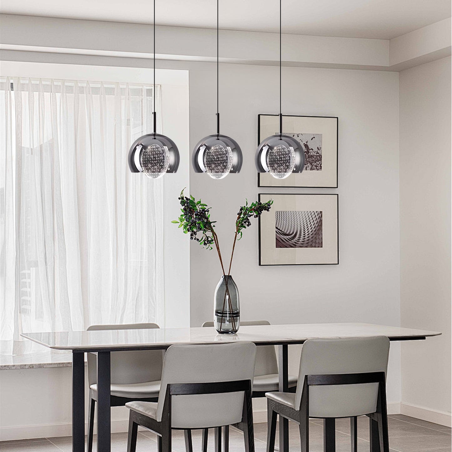 (X)Solid Copper Italian Minimalist Pendant Light - Acrylic & Glass Ceiling Lamp for Bedroom, Dining Room, Entryway Style D