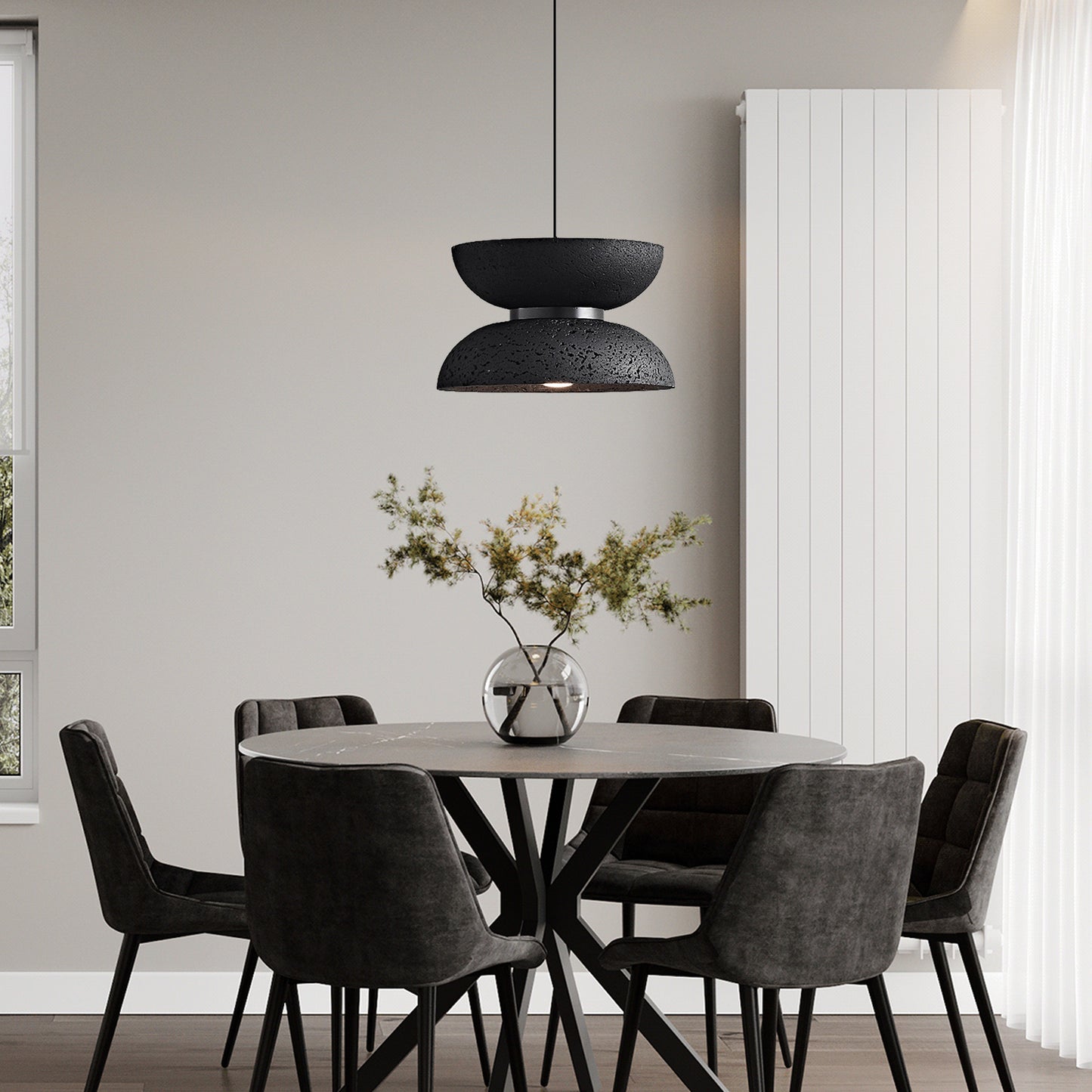 (X)Solid Copper Italian Minimalist Pendant Light - Black Onyx Stone and Glass Ceiling Lamp for Bedroom, Dining Room, Entryway Style G