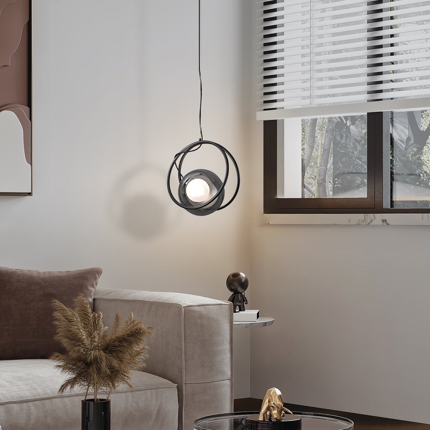 (X)Solid Copper Italian Minimalist Pendant Light - Glass Ceiling Lamp for Bedroom, Dining Room, Entryway Style E