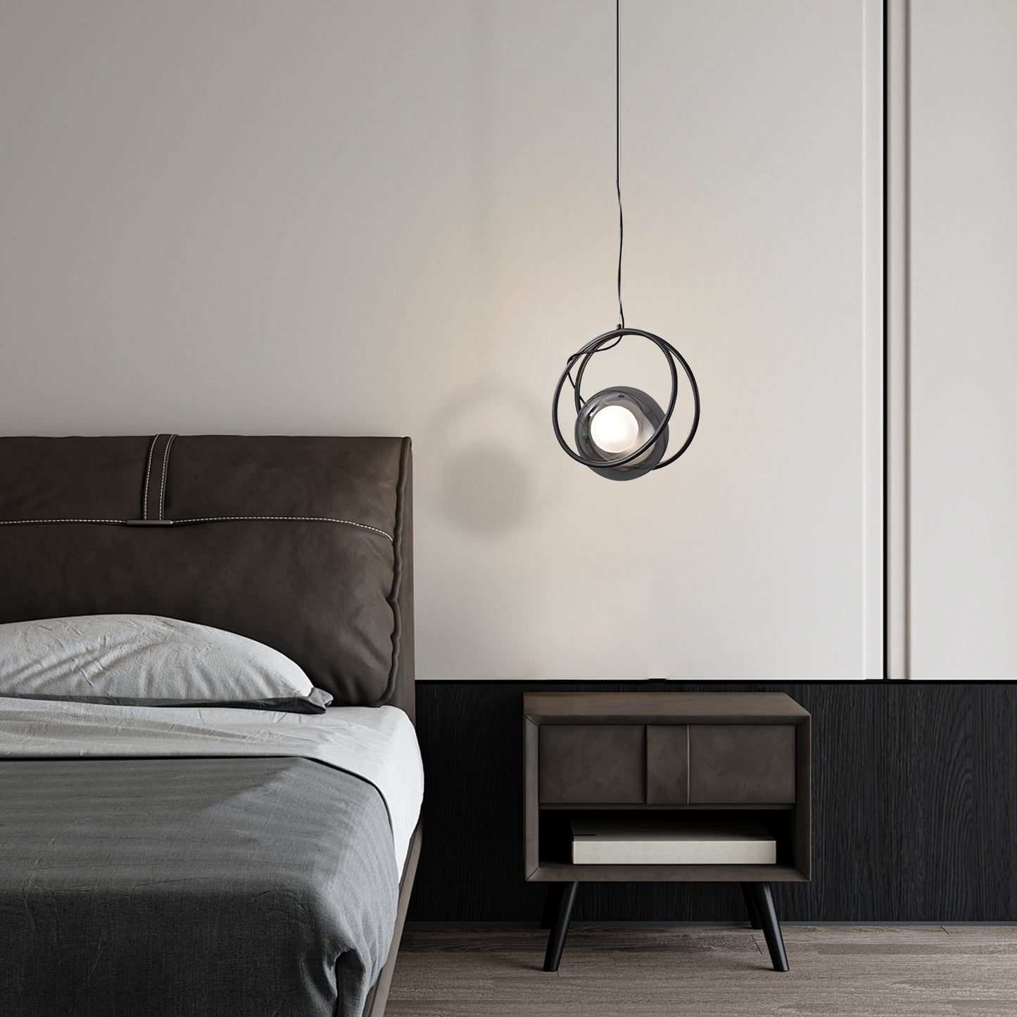 (X)Solid Copper Italian Minimalist Pendant Light - Glass Ceiling Lamp for Bedroom, Dining Room, Entryway Style E