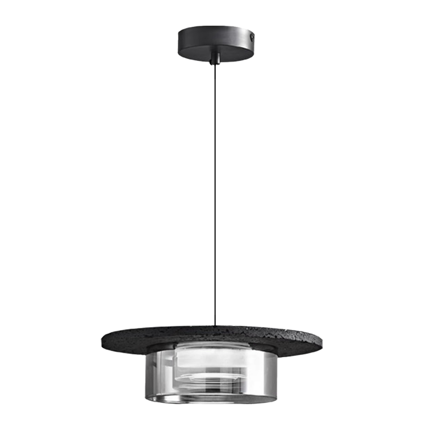 (X)Solid Copper Italian Minimalist Pendant Light - Black Onyx Stone and Glass Ceiling Lamp for Bedroom, Dining Room, Entryway Style A