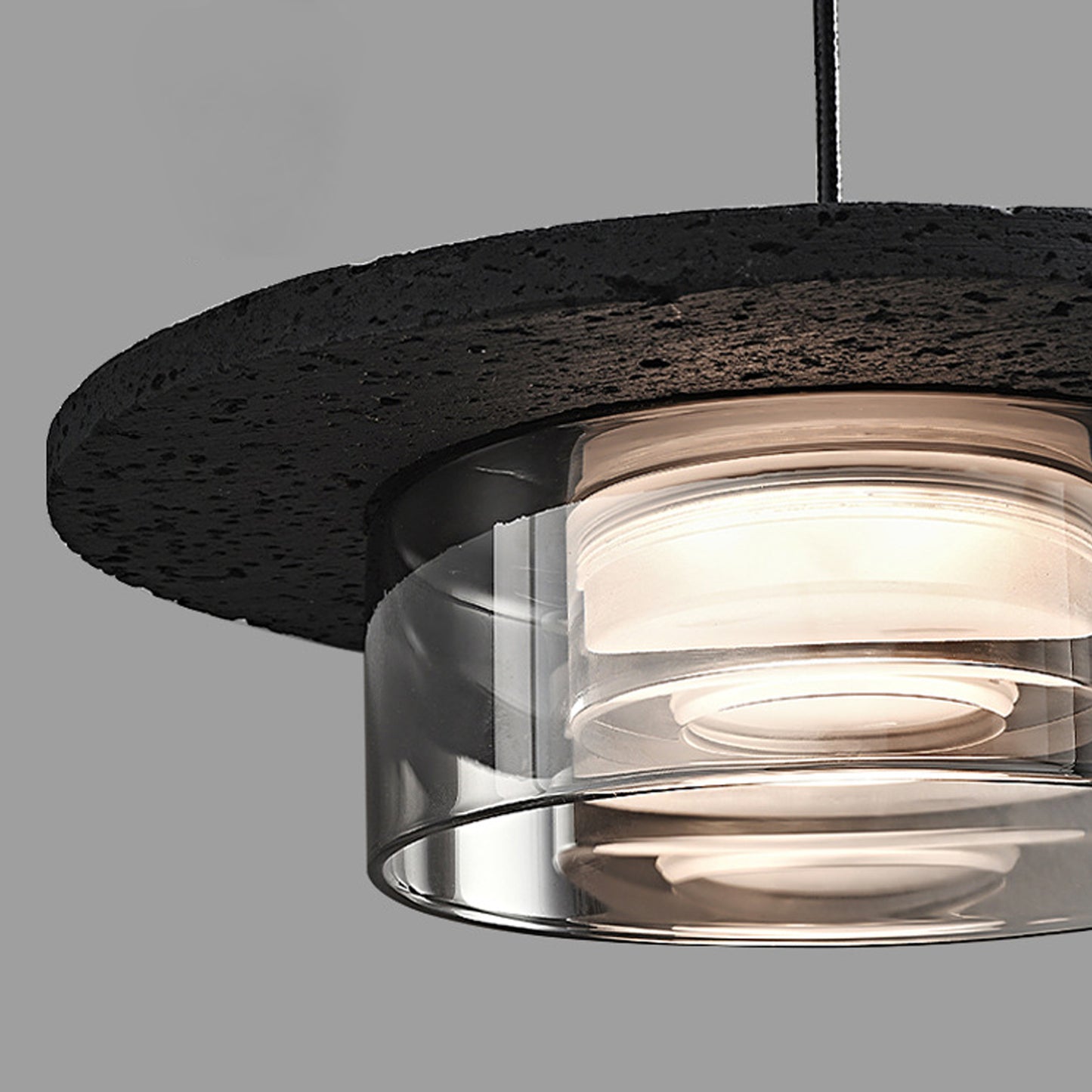 (X)Solid Copper Italian Minimalist Pendant Light - Black Onyx Stone and Glass Ceiling Lamp for Bedroom, Dining Room, Entryway Style A