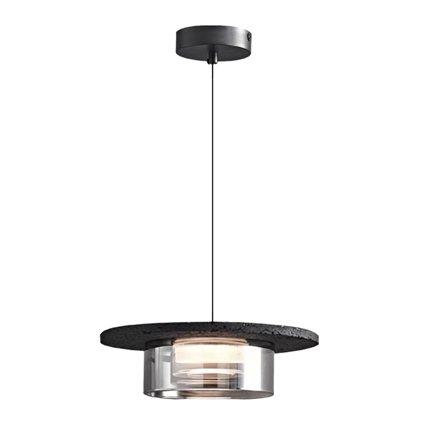 (X)Solid Copper Italian Minimalist Pendant Light - Black Onyx Stone and Glass Ceiling Lamp for Bedroom, Dining Room, Entryway Style A