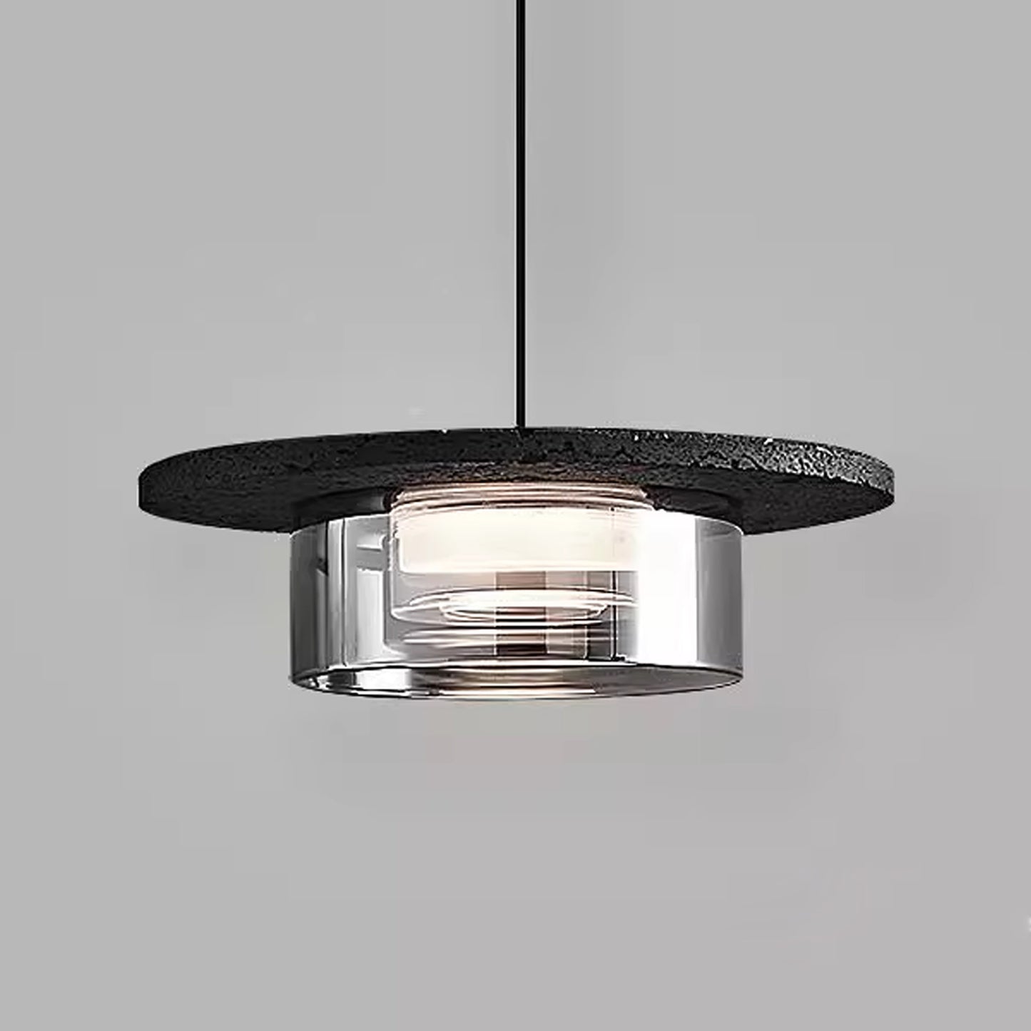 (X)Solid Copper Italian Minimalist Pendant Light - Black Onyx Stone and Glass Ceiling Lamp for Bedroom, Dining Room, Entryway Style A