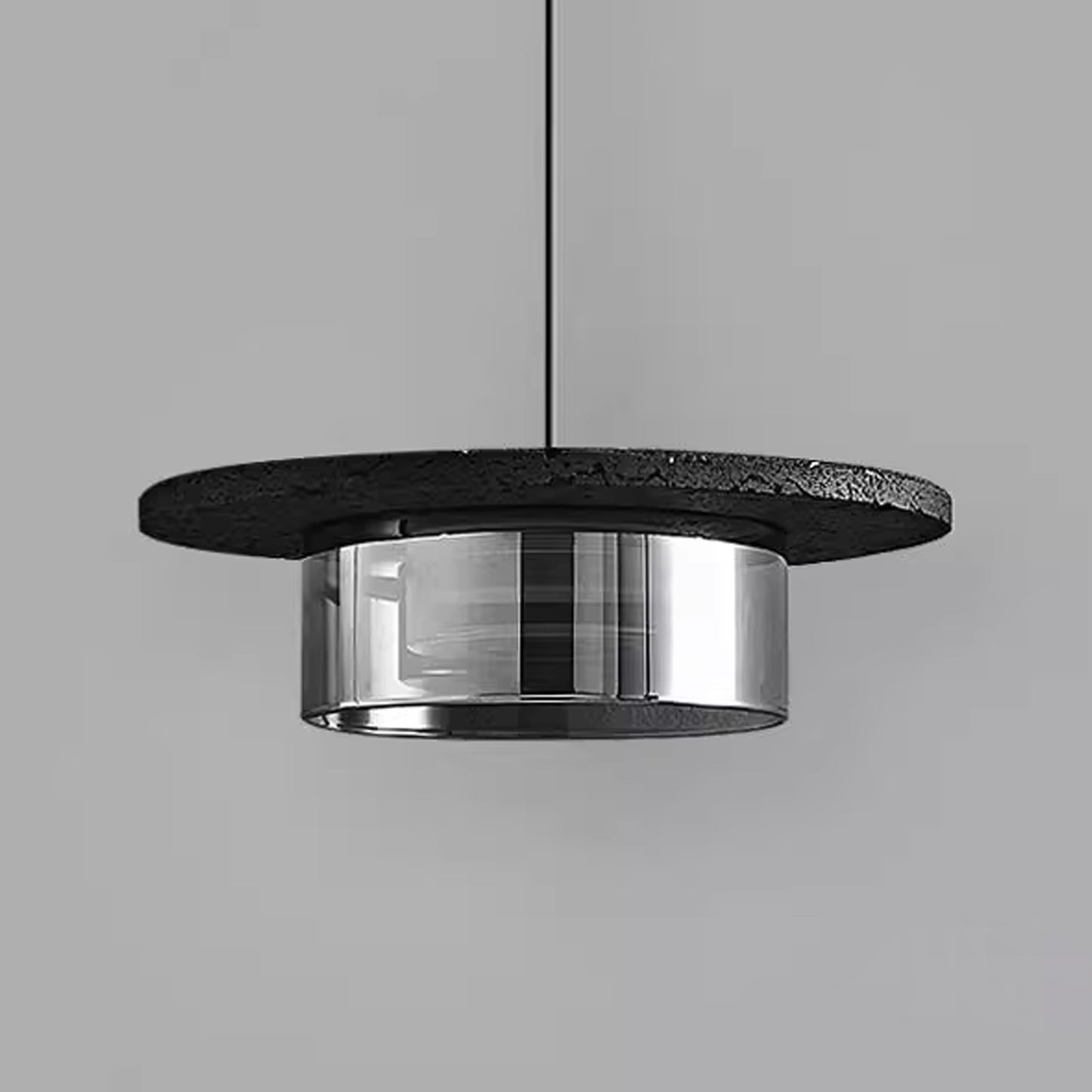 (X)Solid Copper Italian Minimalist Pendant Light - Black Onyx Stone and Glass Ceiling Lamp for Bedroom, Dining Room, Entryway Style A