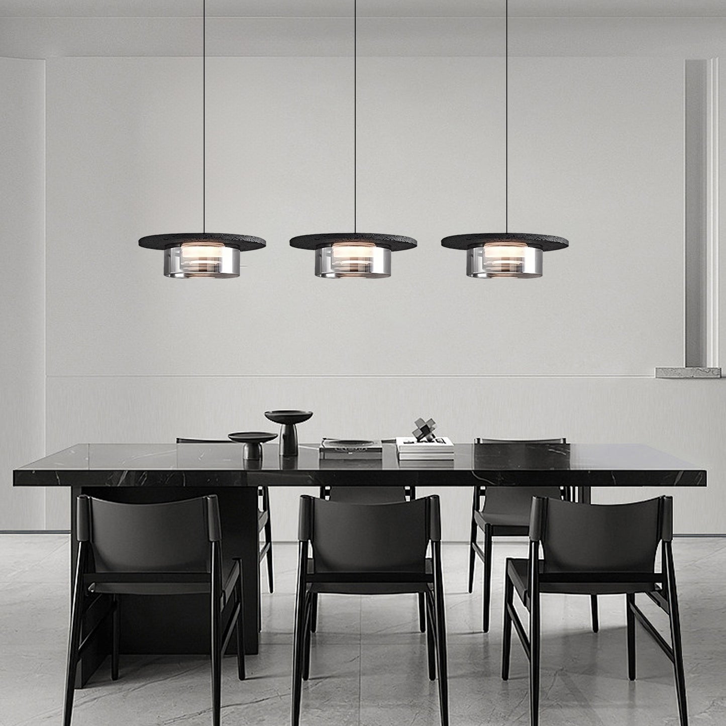 (X)Solid Copper Italian Minimalist Pendant Light - Black Onyx Stone and Glass Ceiling Lamp for Bedroom, Dining Room, Entryway Style A