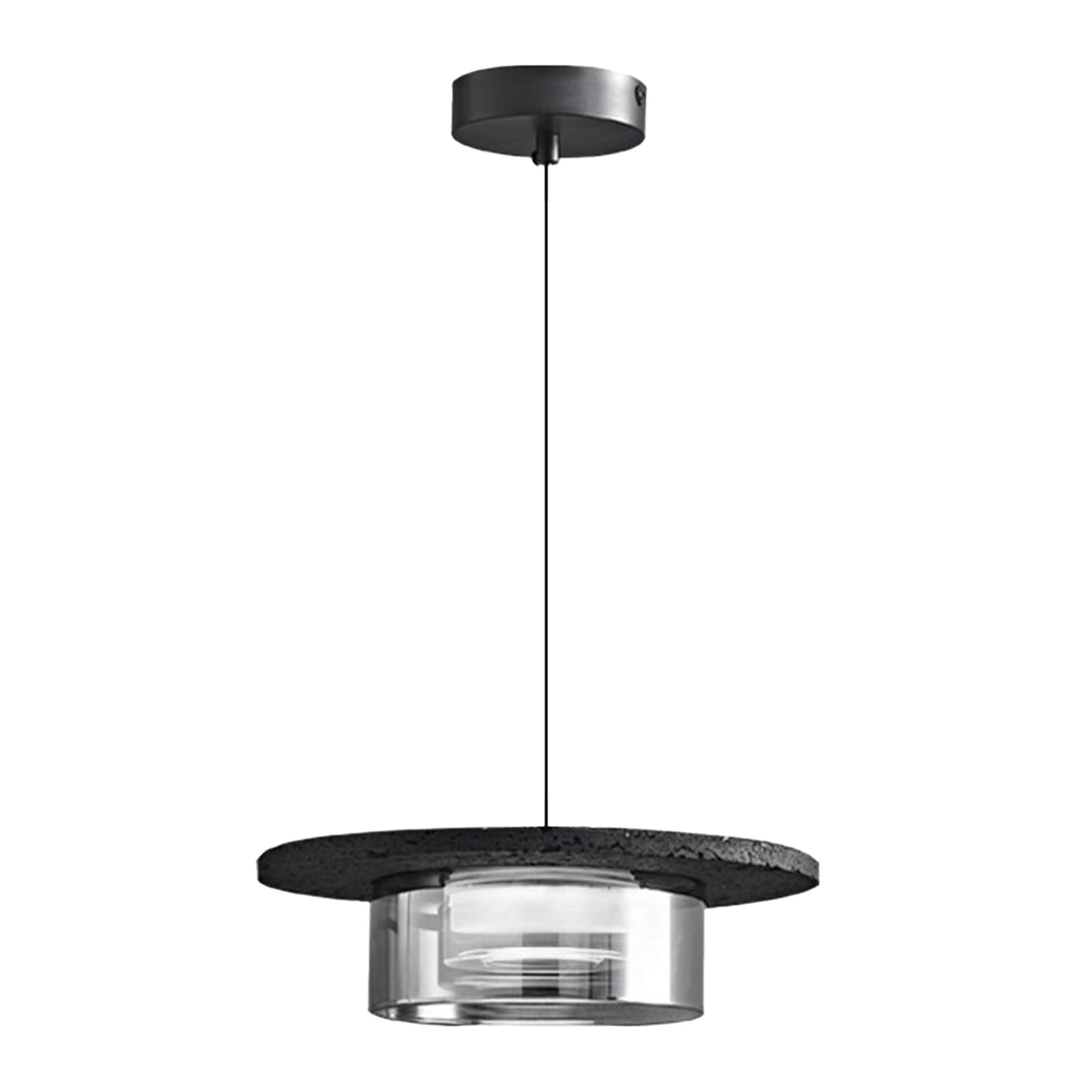 (X)Solid Copper Italian Minimalist Pendant Light - Black Onyx Stone and Glass Ceiling Lamp for Bedroom, Dining Room, Entryway Style A
