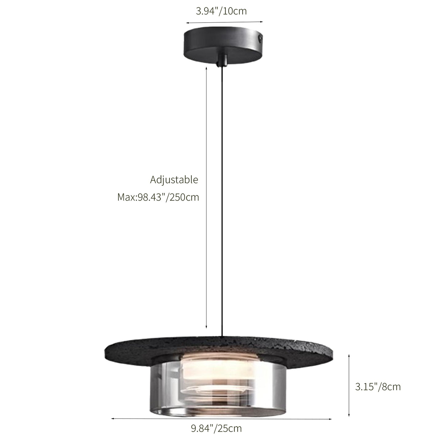 (X)Solid Copper Italian Minimalist Pendant Light - Black Onyx Stone and Glass Ceiling Lamp for Bedroom, Dining Room, Entryway Style A