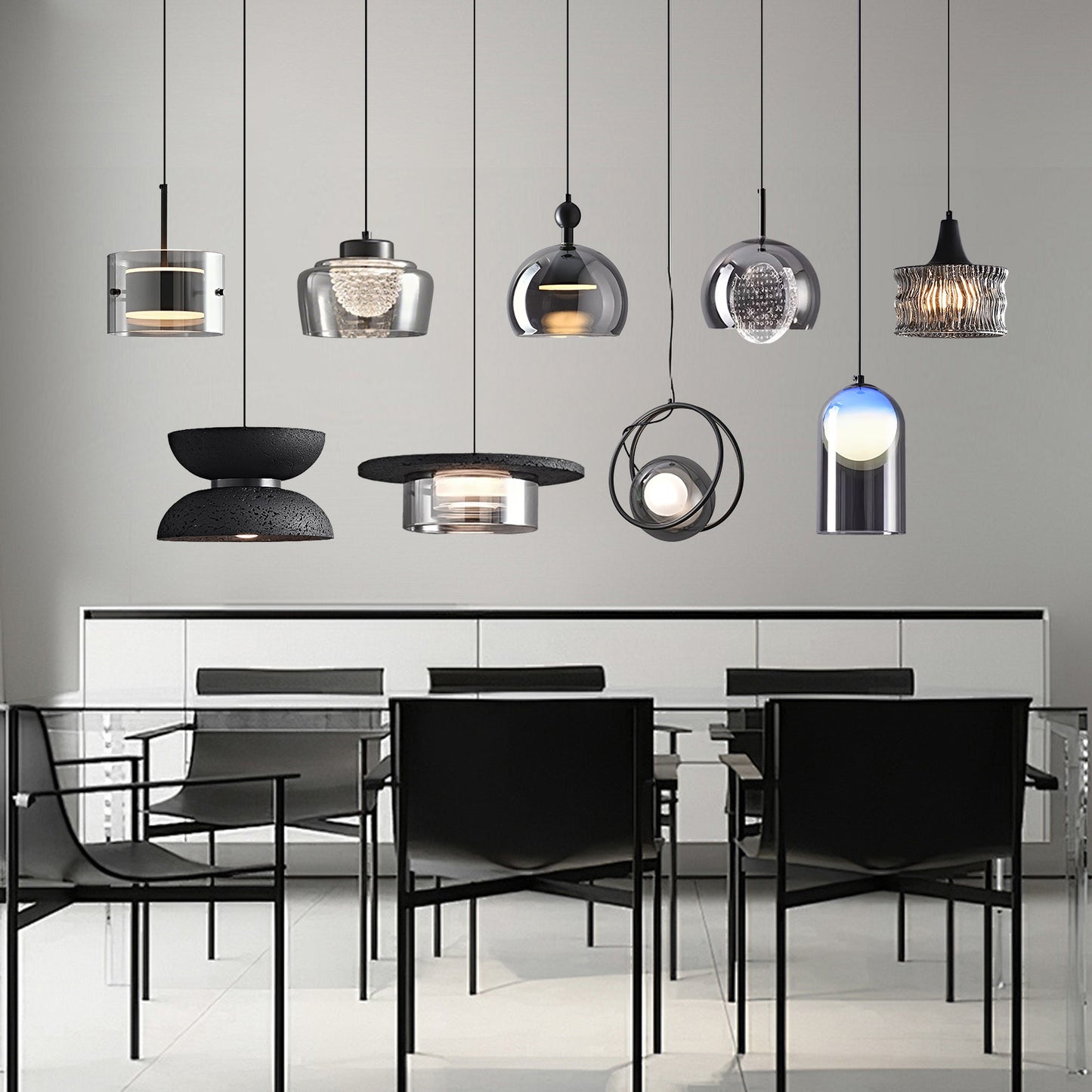 (X)Italian Minimalist Pendant Light -Glass Ceiling Lamp for Bedroom, Dining Room, Entryway Style I