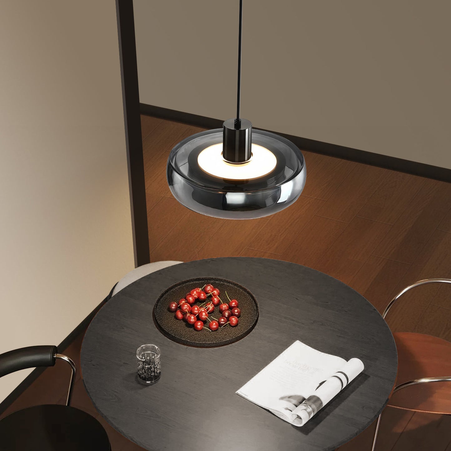 (X)Modern Minimalist LED Glass Pendant Light Chandelier - For Living Room, Dining Room, Bedroom and Study