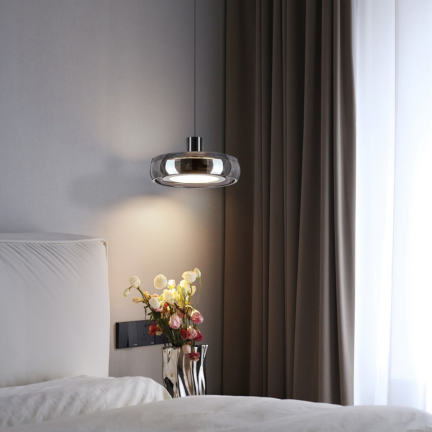 (X)Modern Minimalist LED Glass Pendant Light Chandelier - For Living Room, Dining Room, Bedroom and Study