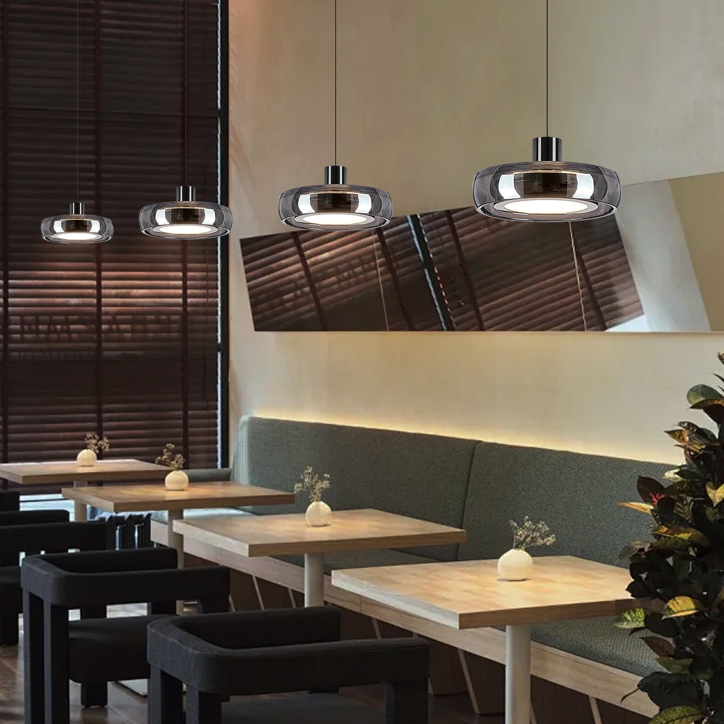 (X)Modern Minimalist LED Glass Pendant Light Chandelier - For Living Room, Dining Room, Bedroom and Study