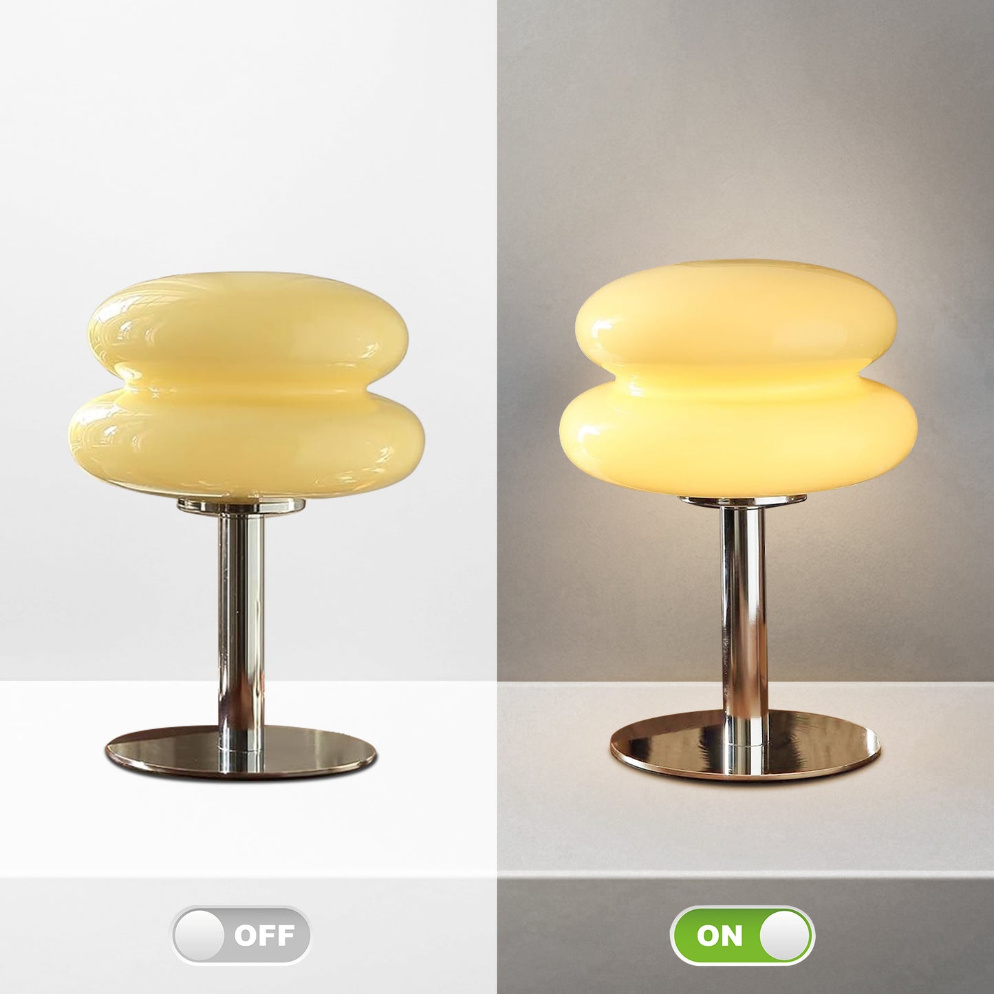 (X)Medieval Mushroom Table Lamp - Retro Egg Tart Design, 3-Color Dimmable LED Glass Light for Bedroom and Living Room ,Cream
