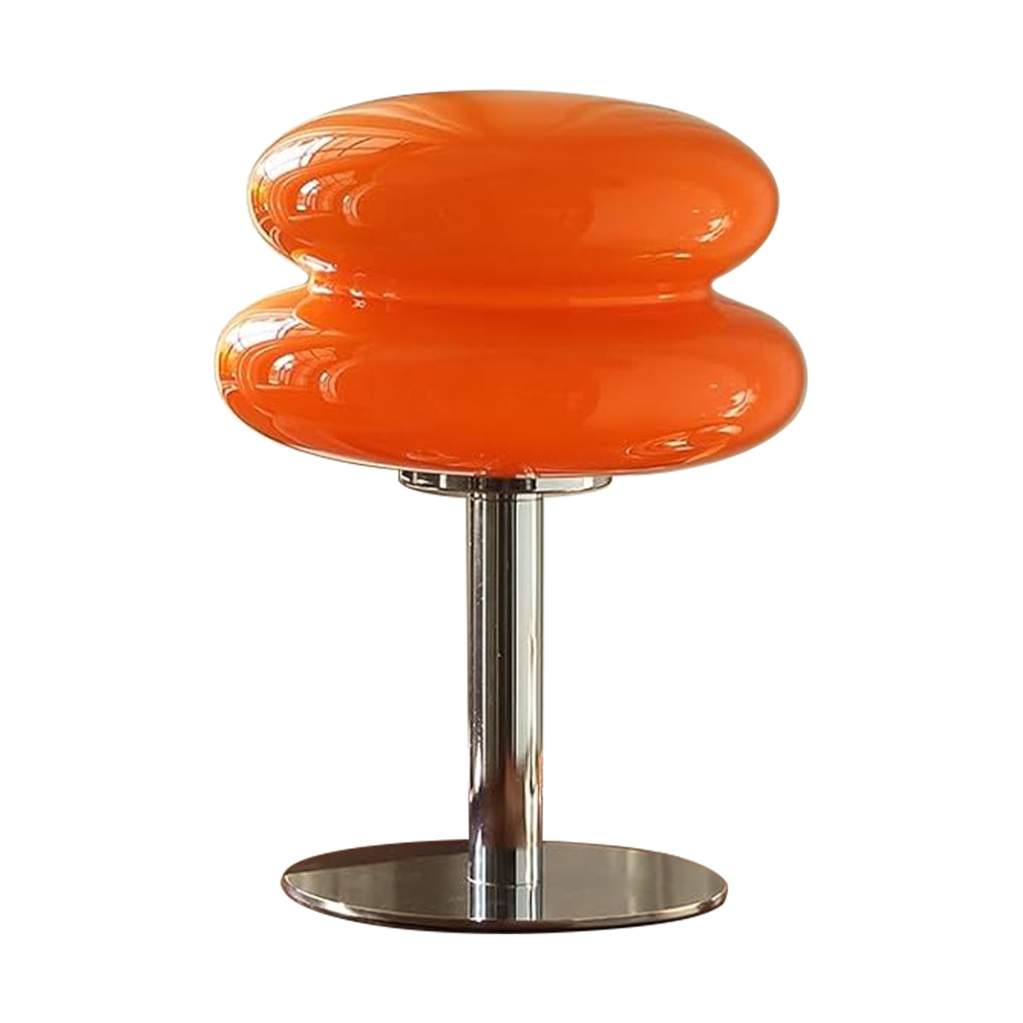 (X)Medieval Mushroom Table Lamp - Retro Egg Tart Design, 3-Color Dimmable LED Glass Light for Bedroom and Living Room ,Orange