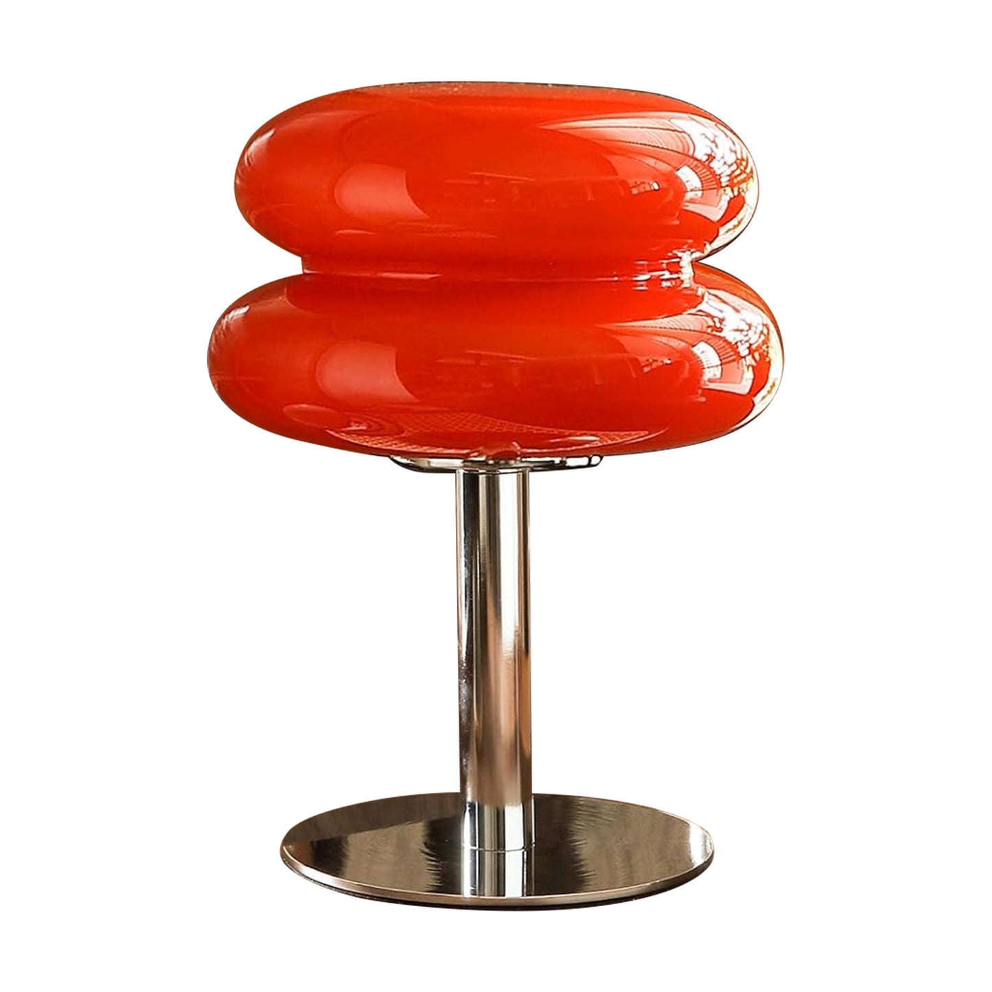 (X)Medieval Mushroom Table Lamp - Retro Egg Tart Design, 3-Color Dimmable LED Glass Light for Bedroom and Living Room ,Red