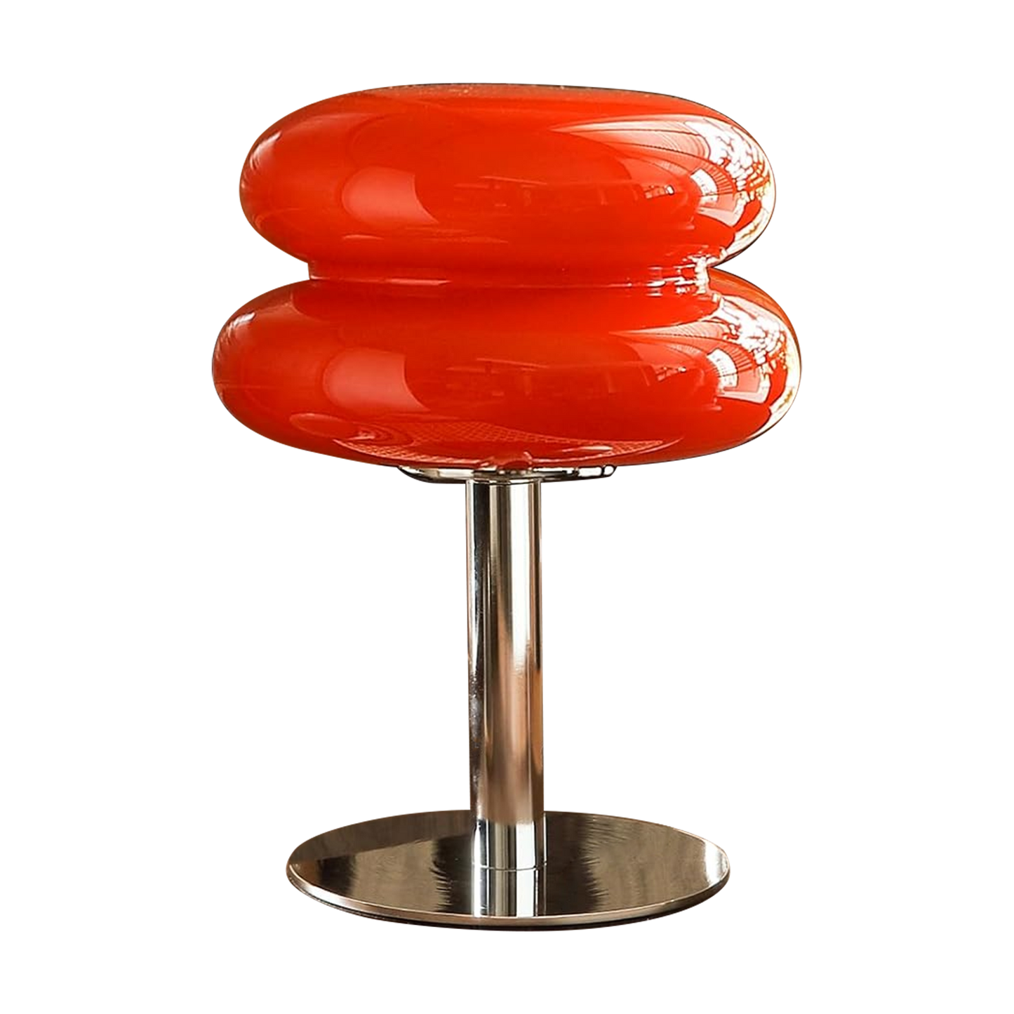 (X)Medieval Mushroom Table Lamp - Retro Egg Tart Design, 3-Color Dimmable LED Glass Light for Bedroom and Living Room ,Red
