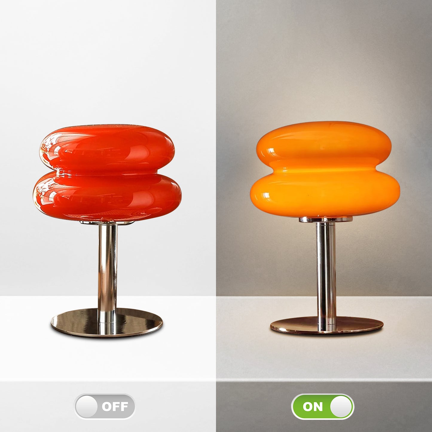 (X)Medieval Mushroom Table Lamp - Retro Egg Tart Design, 3-Color Dimmable LED Glass Light for Bedroom and Living Room ,Red
