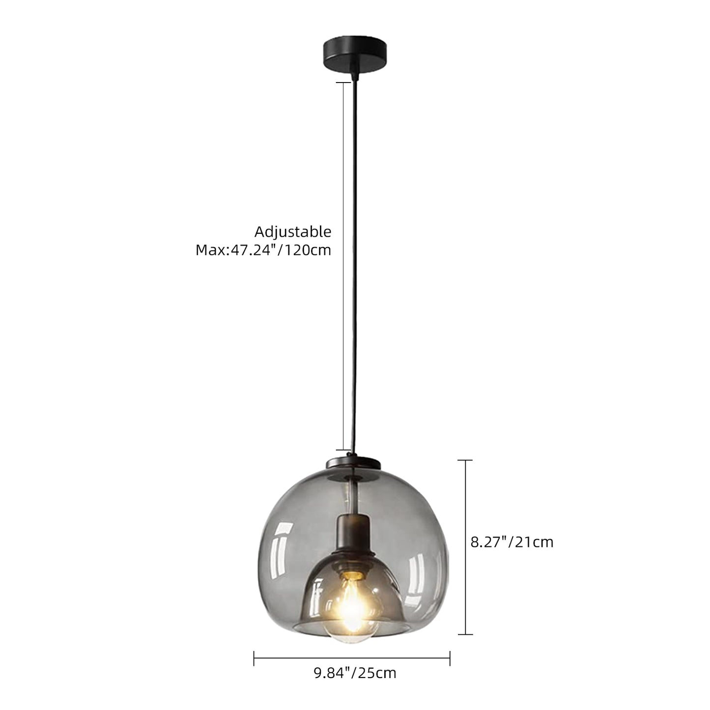 Modern Minimalist Pendant Light - Artistic Glass Shade with Sleek Metal Frame for Dining Room, Bedroom, Living Room