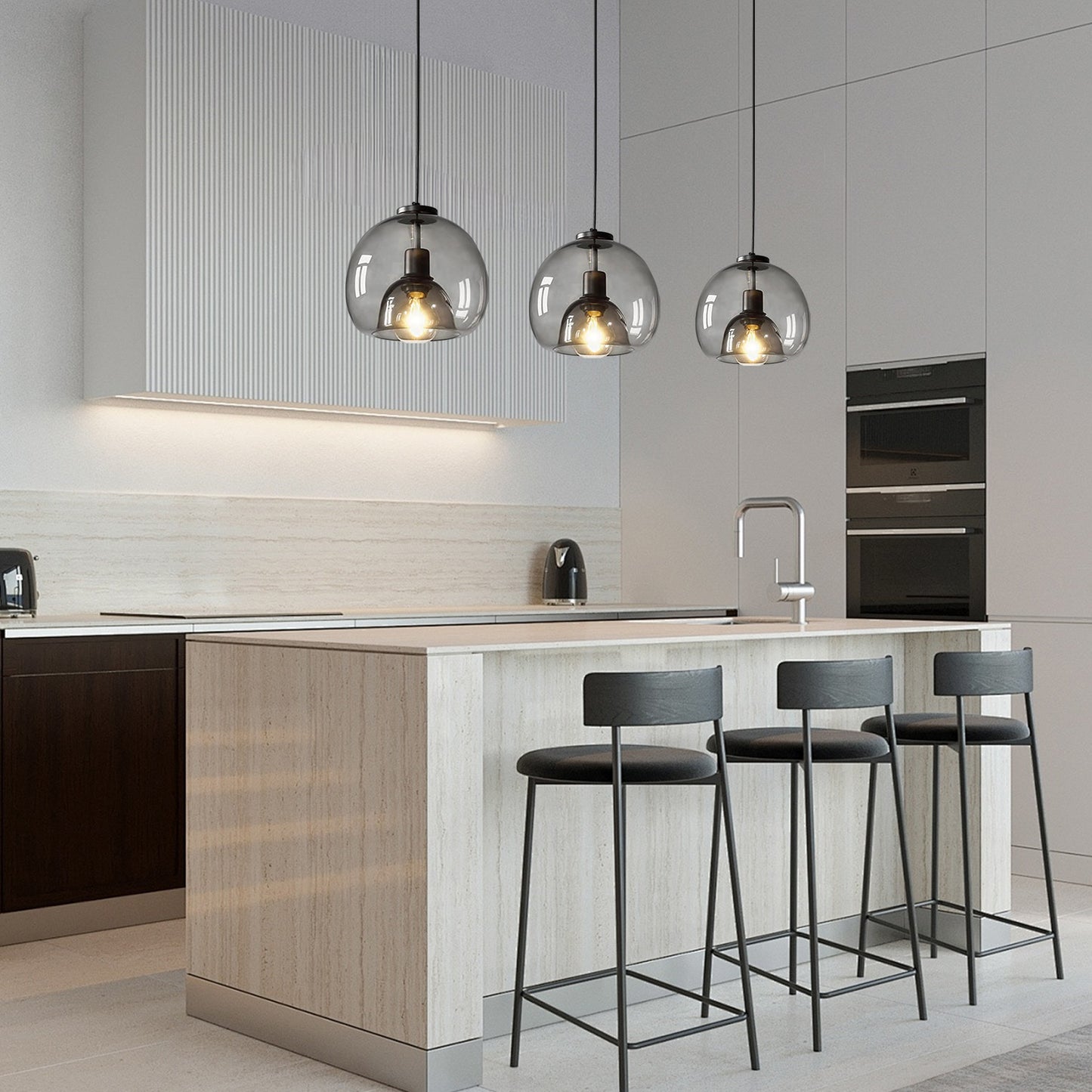 Modern Minimalist Pendant Light - Artistic Glass Shade with Sleek Metal Frame for Dining Room, Bedroom, Living Room