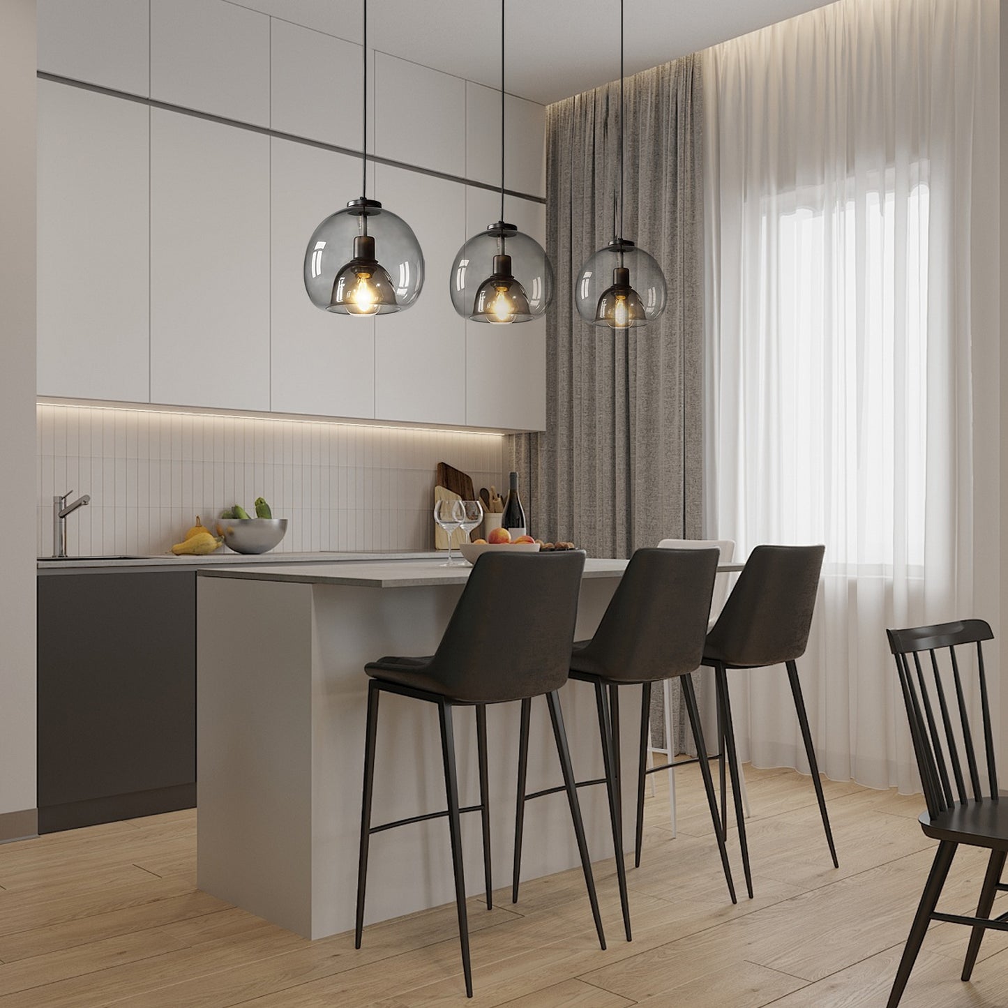 Modern Minimalist Pendant Light - Artistic Glass Shade with Sleek Metal Frame for Dining Room, Bedroom, Living Room