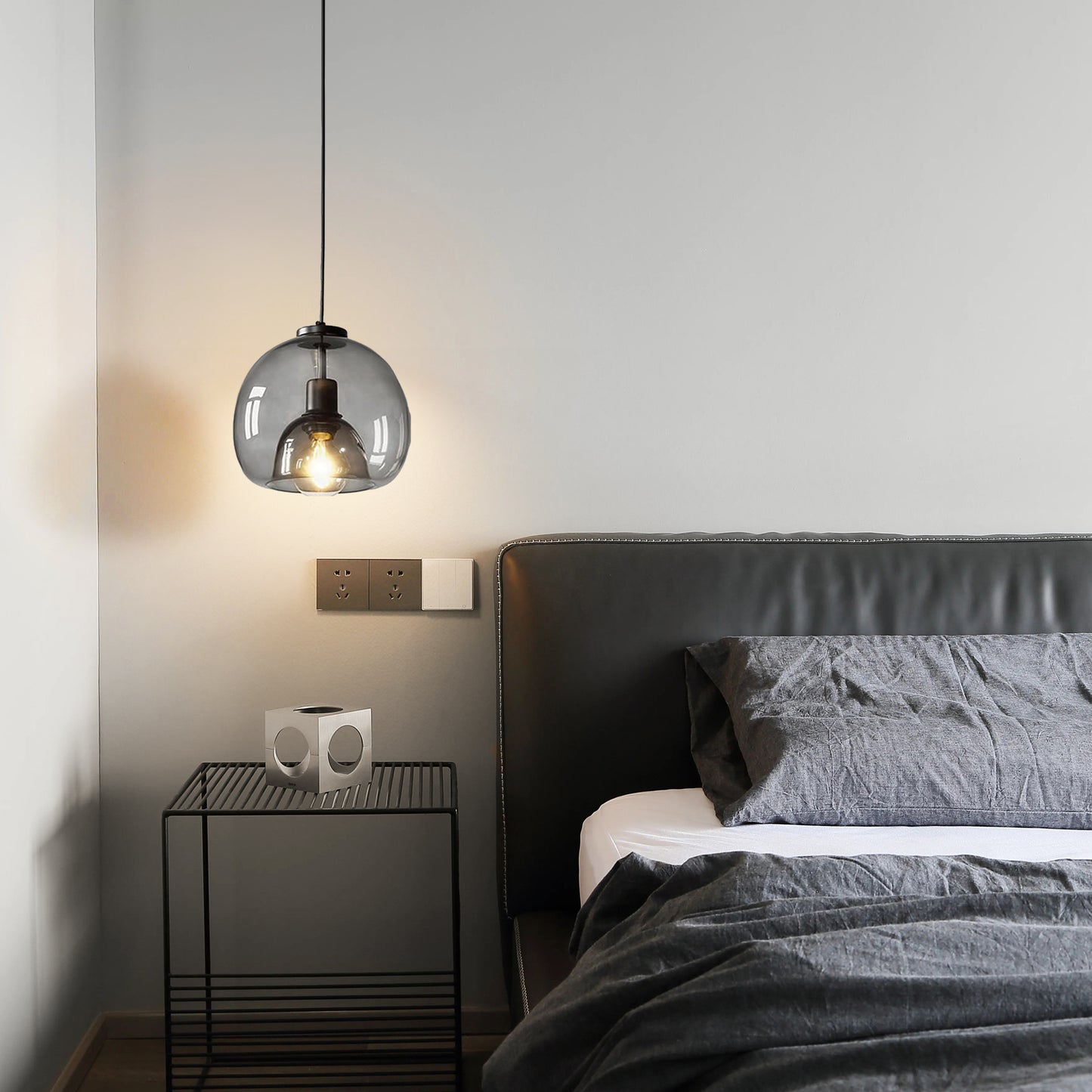 Modern Minimalist Pendant Light - Artistic Glass Shade with Sleek Metal Frame for Dining Room, Bedroom, Living Room