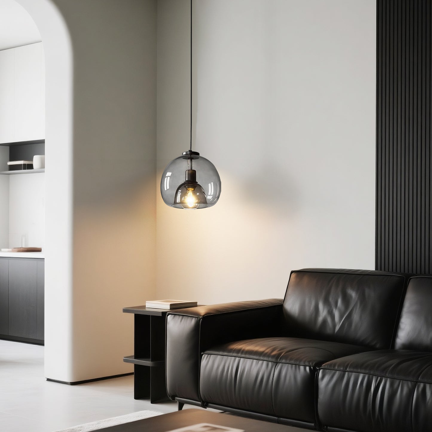 Modern Minimalist Pendant Light - Artistic Glass Shade with Sleek Metal Frame for Dining Room, Bedroom, Living Room