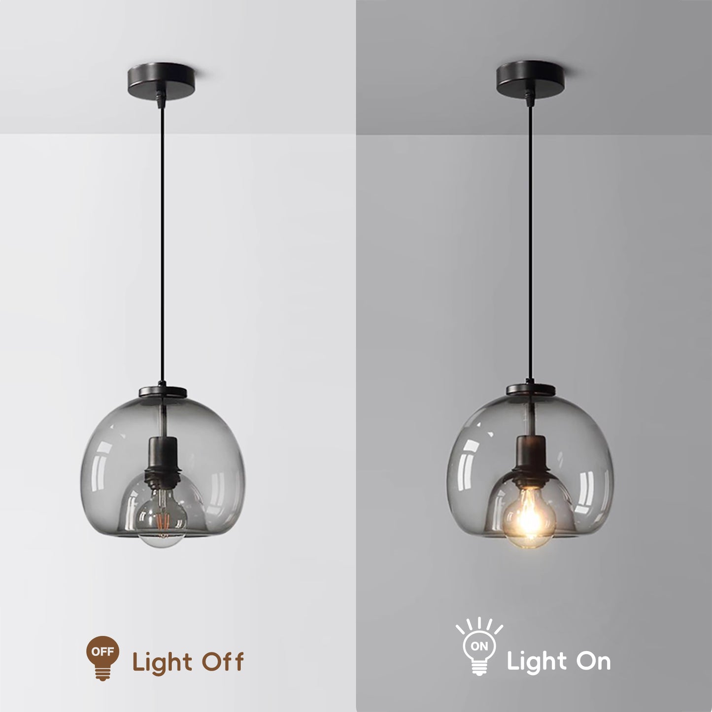 Modern Minimalist Pendant Light - Artistic Glass Shade with Sleek Metal Frame for Dining Room, Bedroom, Living Room
