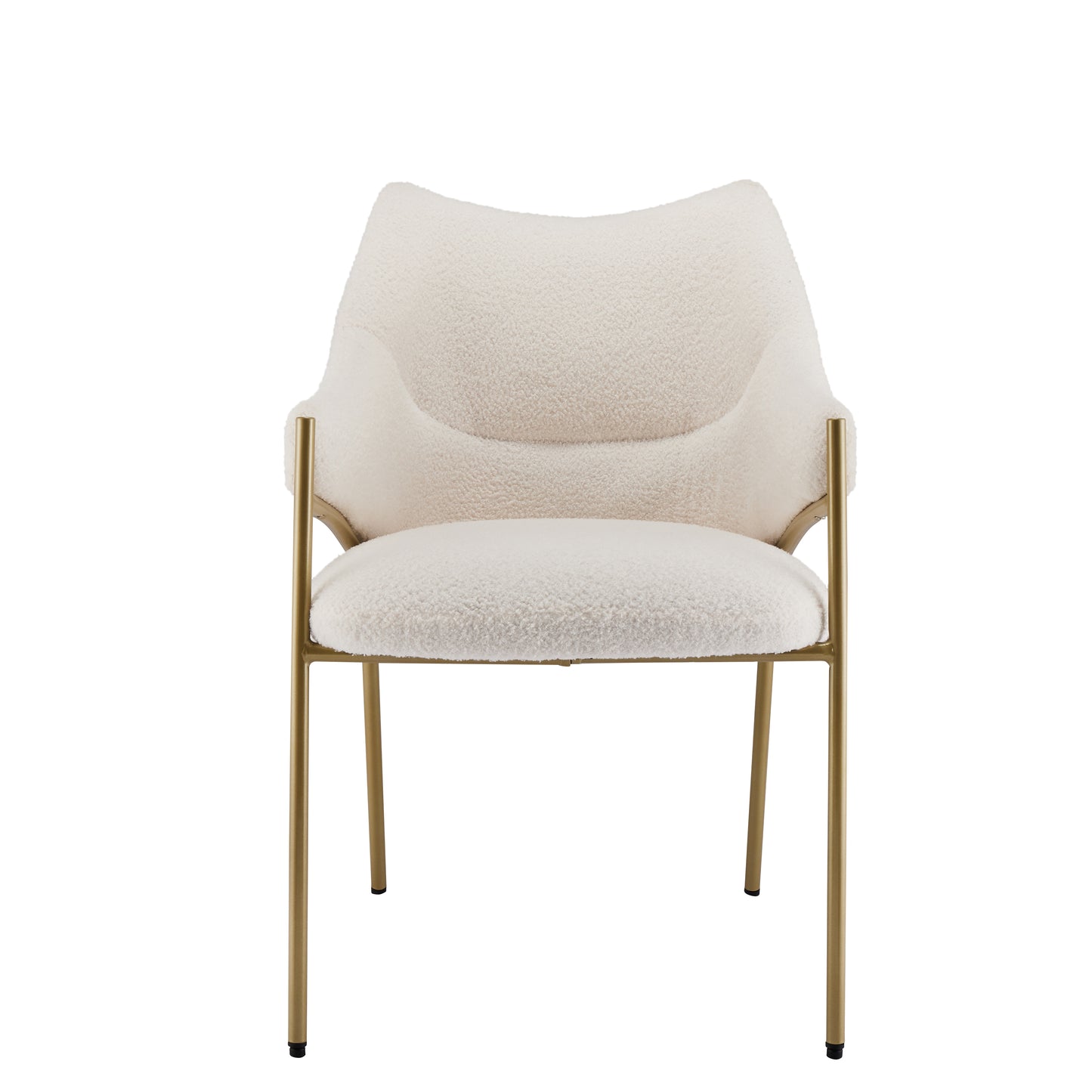 Beige Lamb Plush Dining Chair-Thickened Cushion, Armrest, for Lounge or Sofa Area