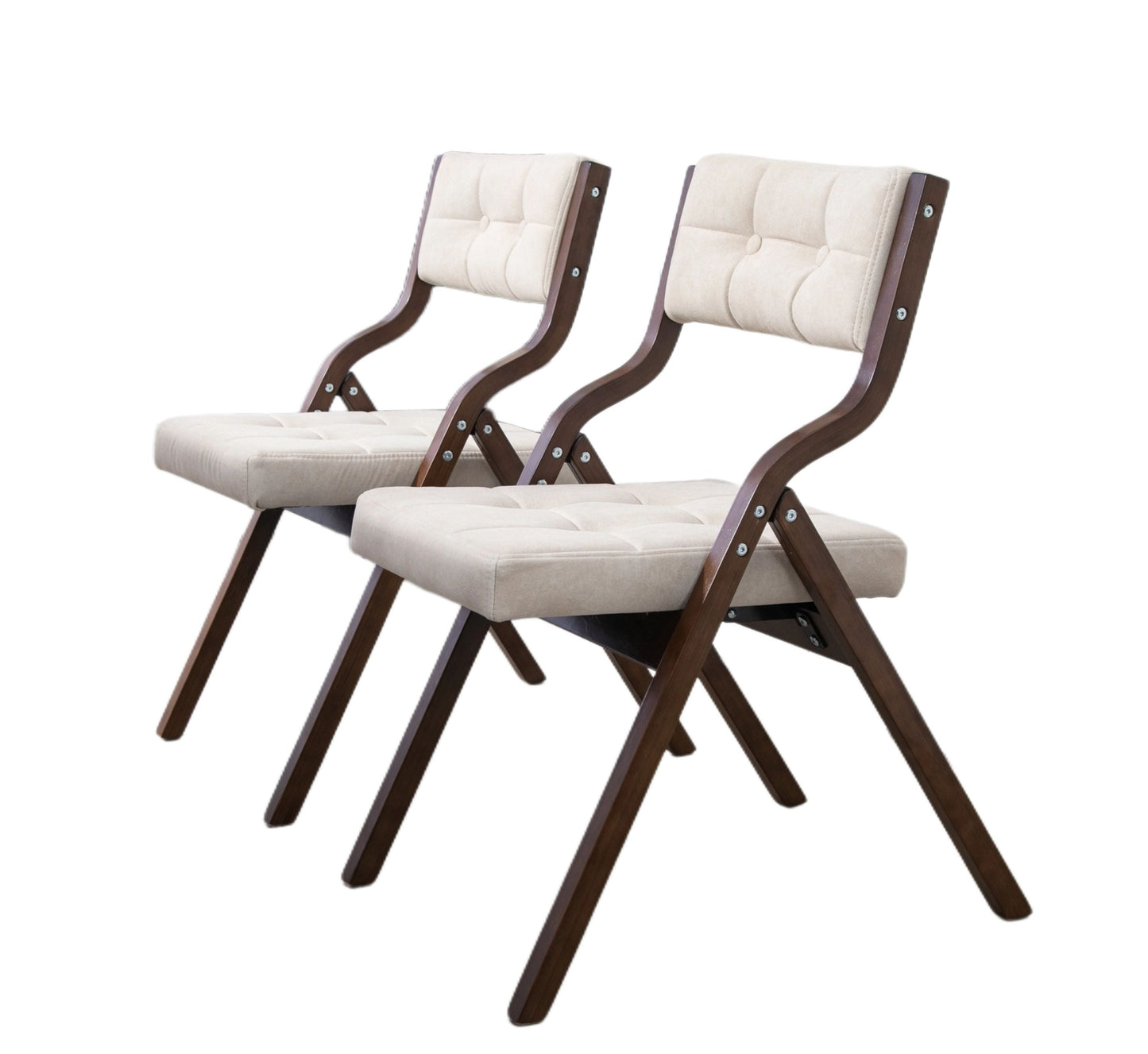 Folding Chairs with Cushion - Wooden Padded Chairs 2 Pack, Portable Dining Chairs for Kitchen, Office, Wedding, Party