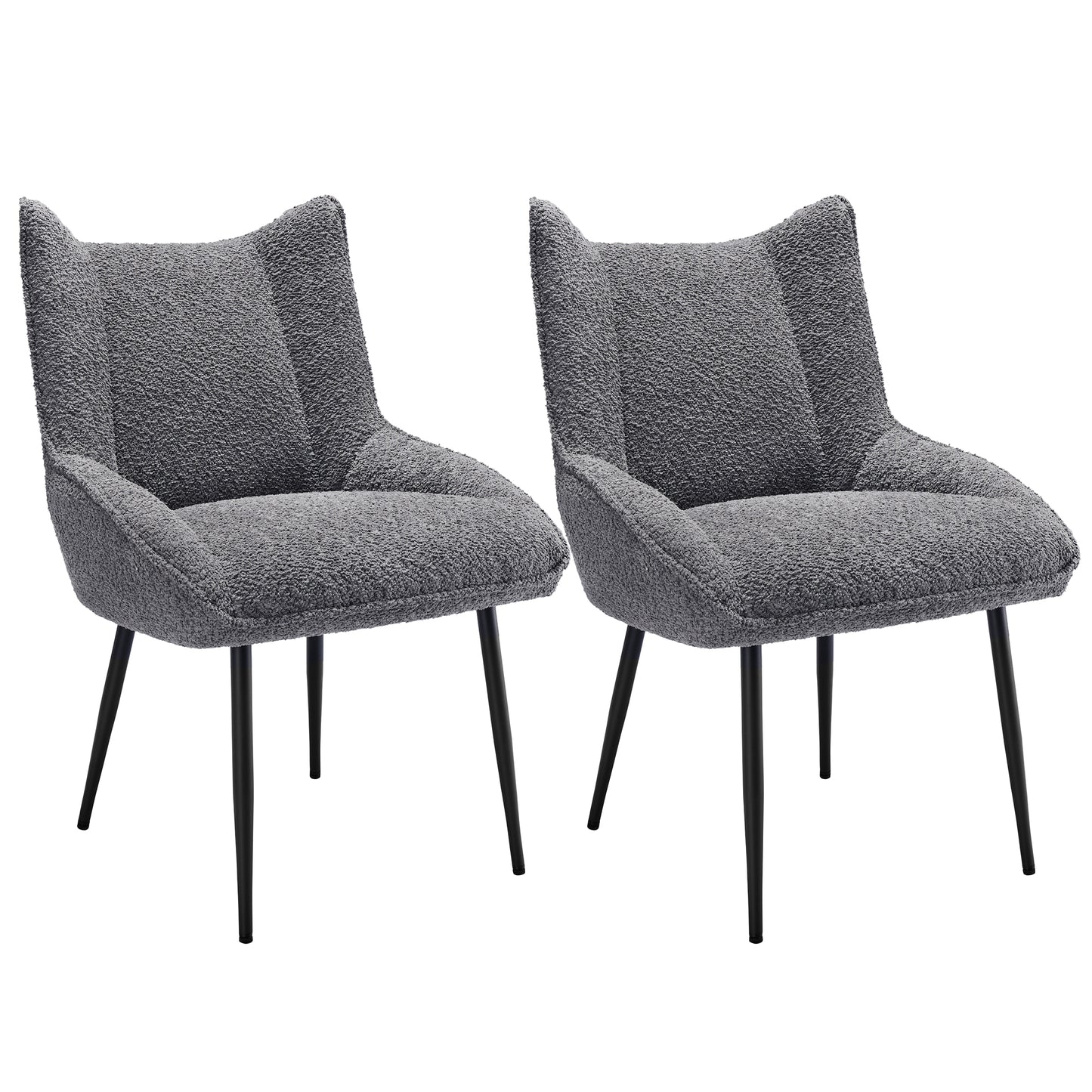 Gray Teddy Velvet Lounge Chairs-Thickened Cushions, Set of 2
