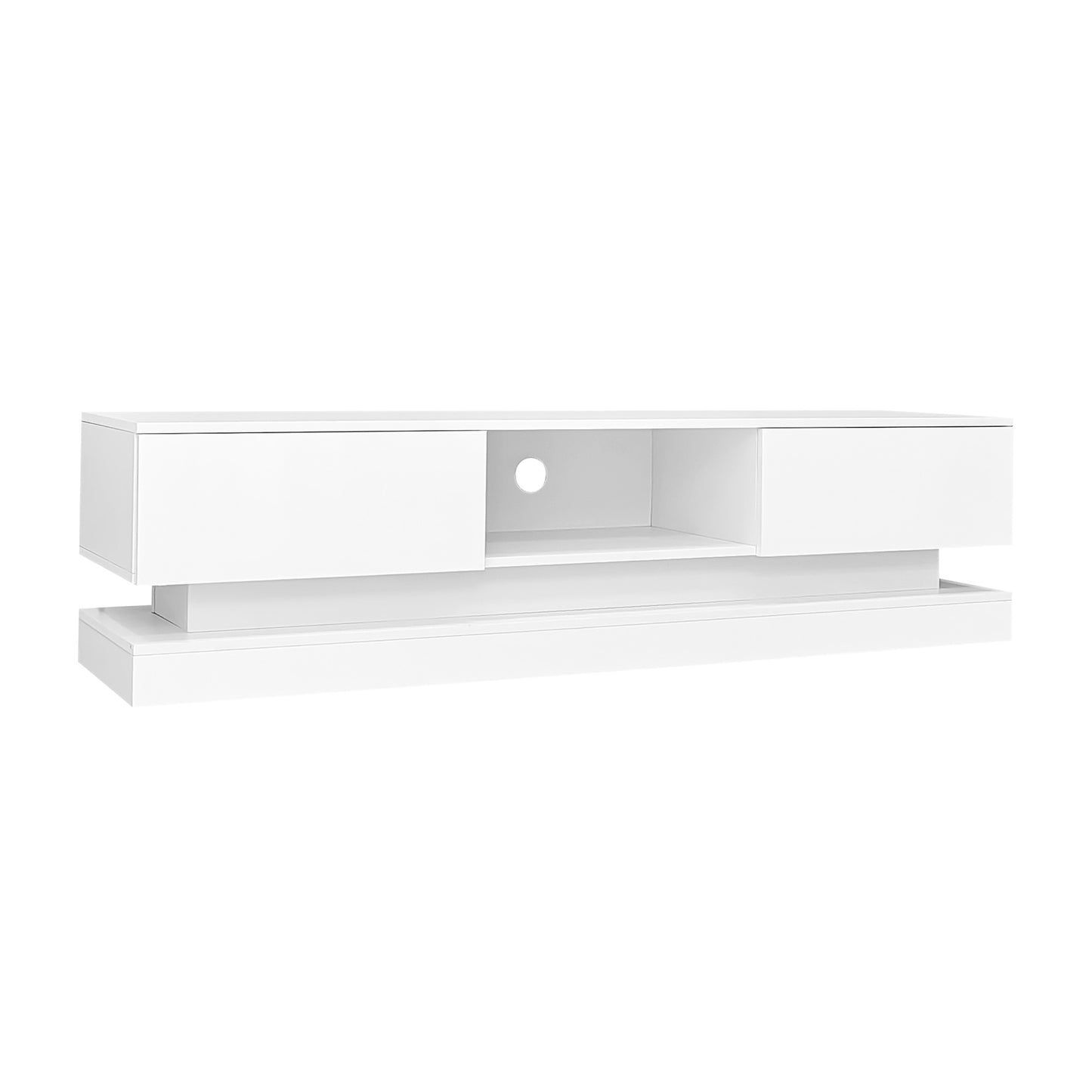 160cm High Gloss TV Cabinet with LED Lighting and 2 Drawers