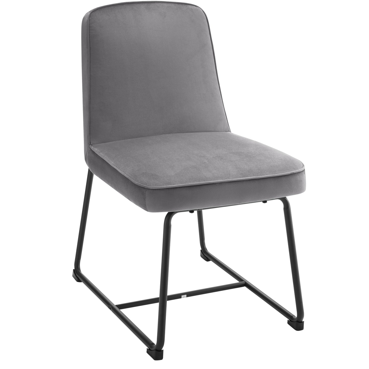 Gray Velvet Dining Chairs-Upholstered Backrest, Black Metal Frame, Set of 2