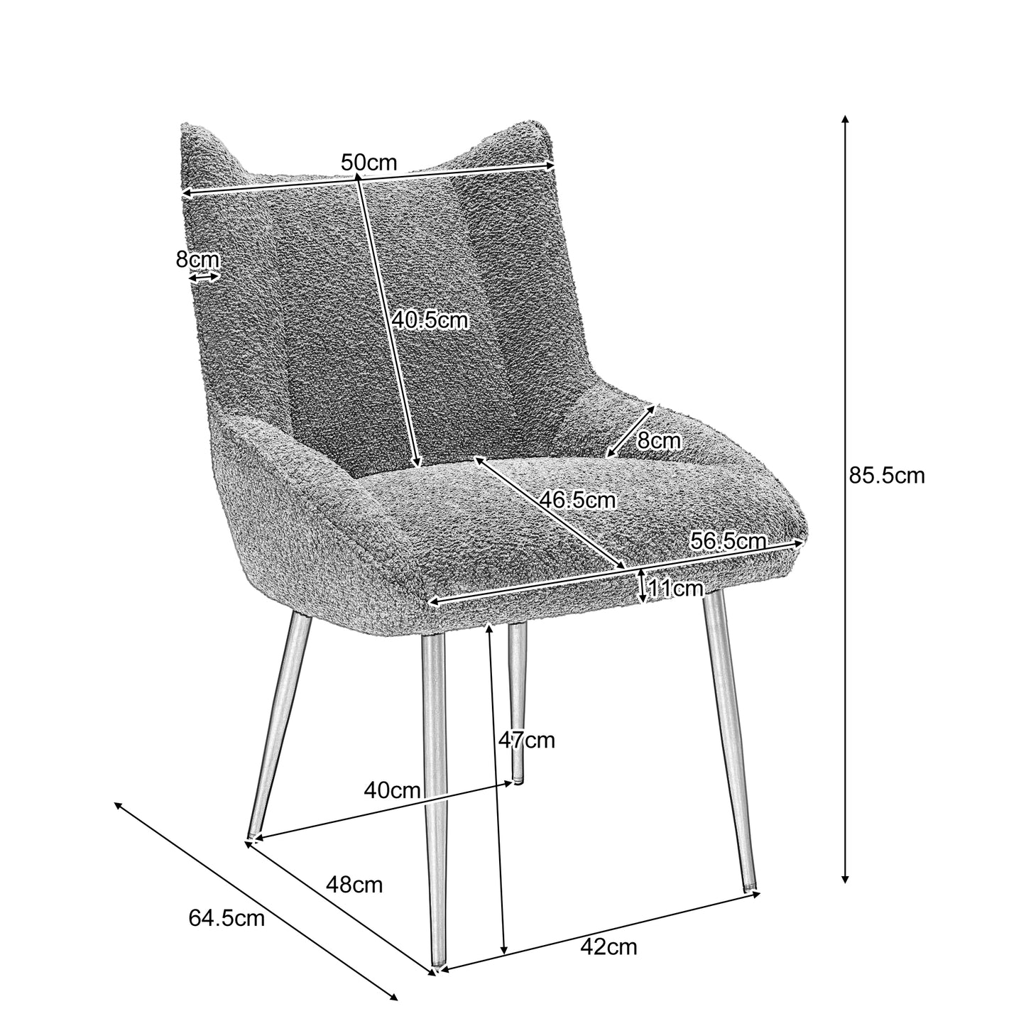 Gray Teddy Velvet Lounge Chairs-Thickened Cushions, Set of 2