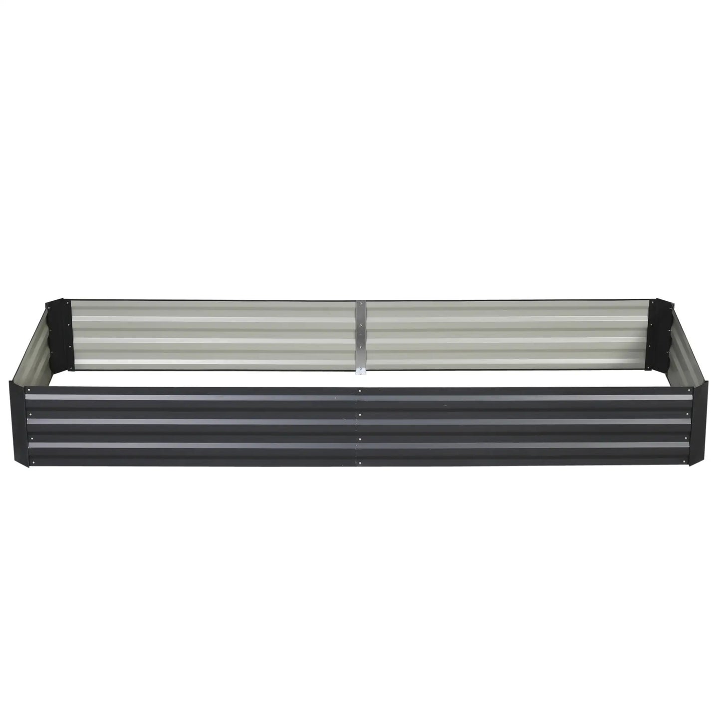 Steel raised planter bed, open bottom, easy to assemble, 95L x 90.5W x 29.8H cm, grey
