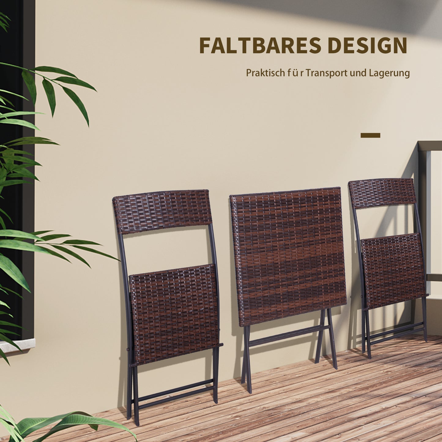 Poly rattan set for 2 people, rattan seating group garden furniture set, brown, perfect for balconies and terraces