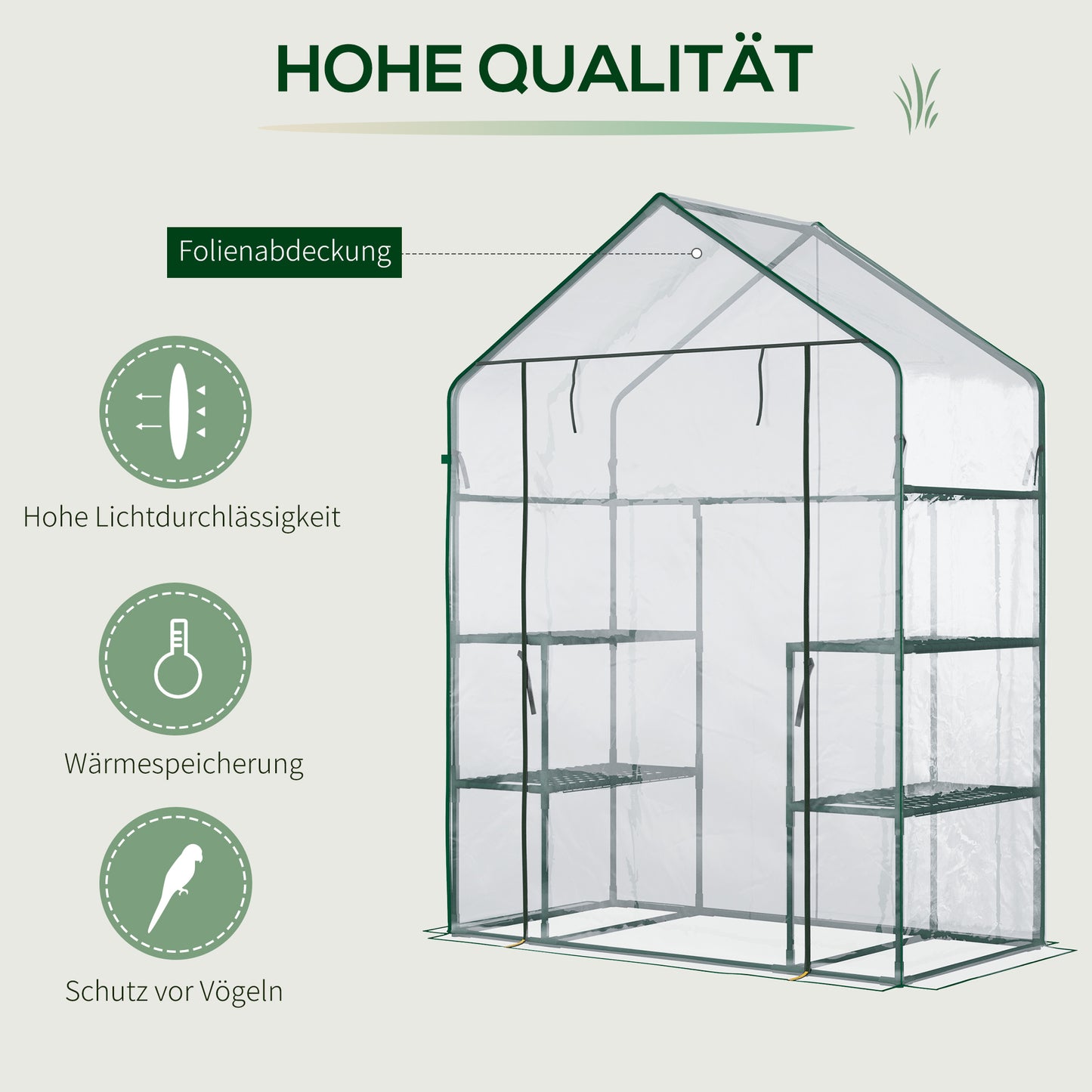 Plastic greenhouse Walk-in tomato greenhouse 142x73x195cm with 6 shelves, transparent for garden & plants