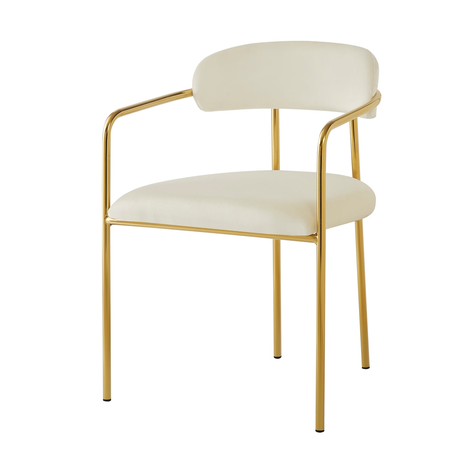 Modern Velvet Dining Chairs (2 Pieces) with Gold Plated Iron Legs, Ergonomic Design, Luxury Ring Frame