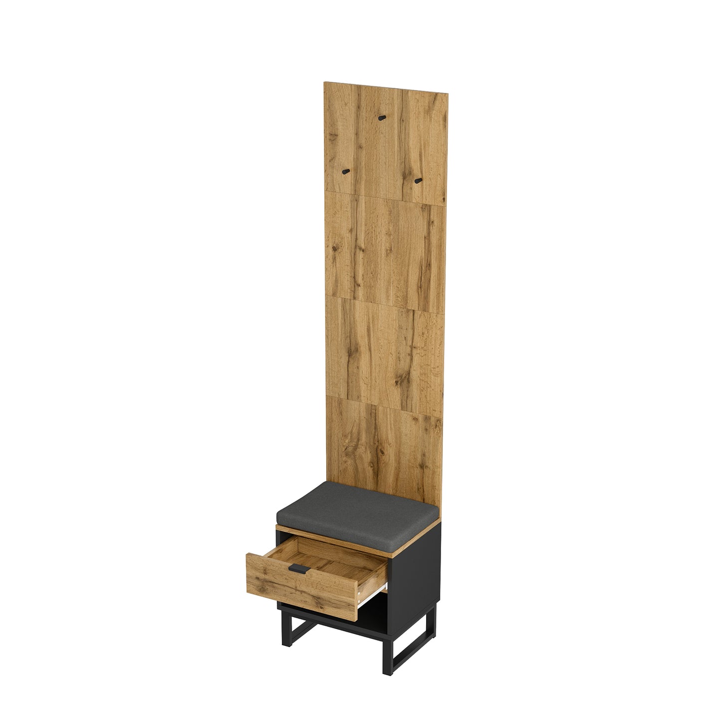Complete Wardrobe Set with Shoe Stool, Cushion, Front Hanging Hooks, and Drawers