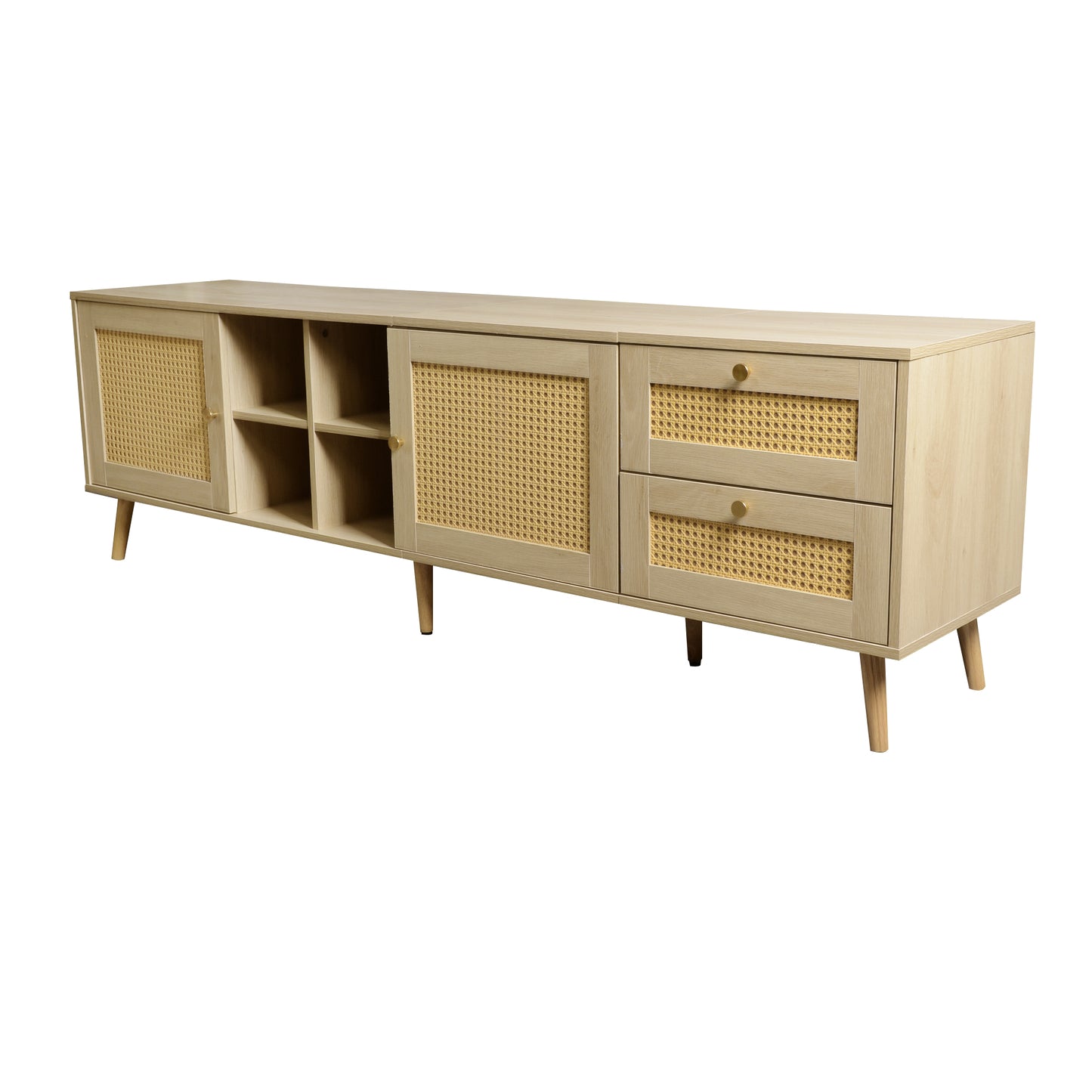 Elegant Wooden Rattan TV Cabinet - 180cm Wide for 80 inchesTV