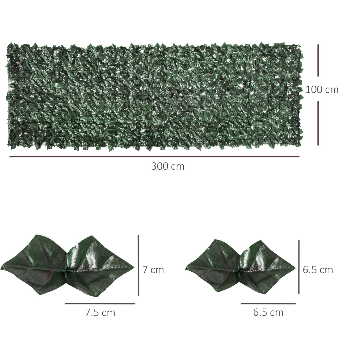 Artificial Hedge for Garden Terrace Wall Decoration Dark Green 300x100cm