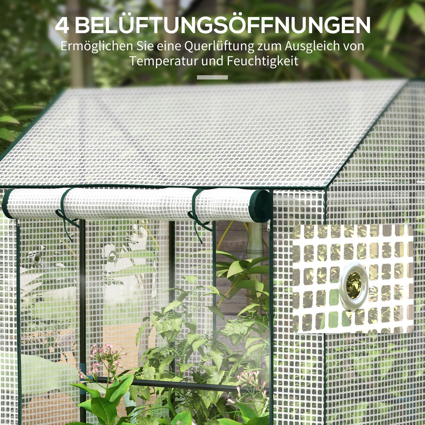 Double door plastic greenhouse, white windproof tomato house, 100x80x150cm, suitable for garden and balcony