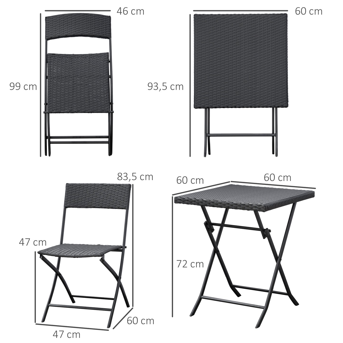 Poly rattan set for 2 people, rattan seating group garden furniture set, brown, perfect for balconies and terraces