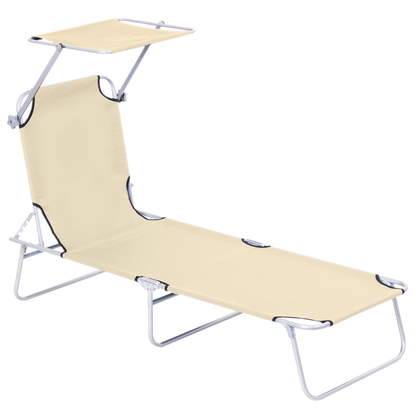 Sun lounger, folding garden lounger with sun protection, wellness lounger, beach lounger, 187 x 58 x 36 cm