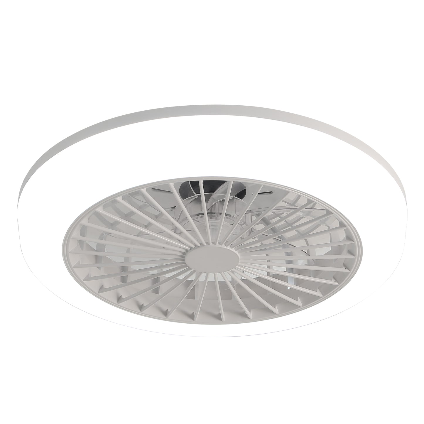 18" Enclosed Bladeless Ceiling Fan with Light & Remote, Modern Low Profile Flush Mount for Bedroom, Kitchen, Dining Room