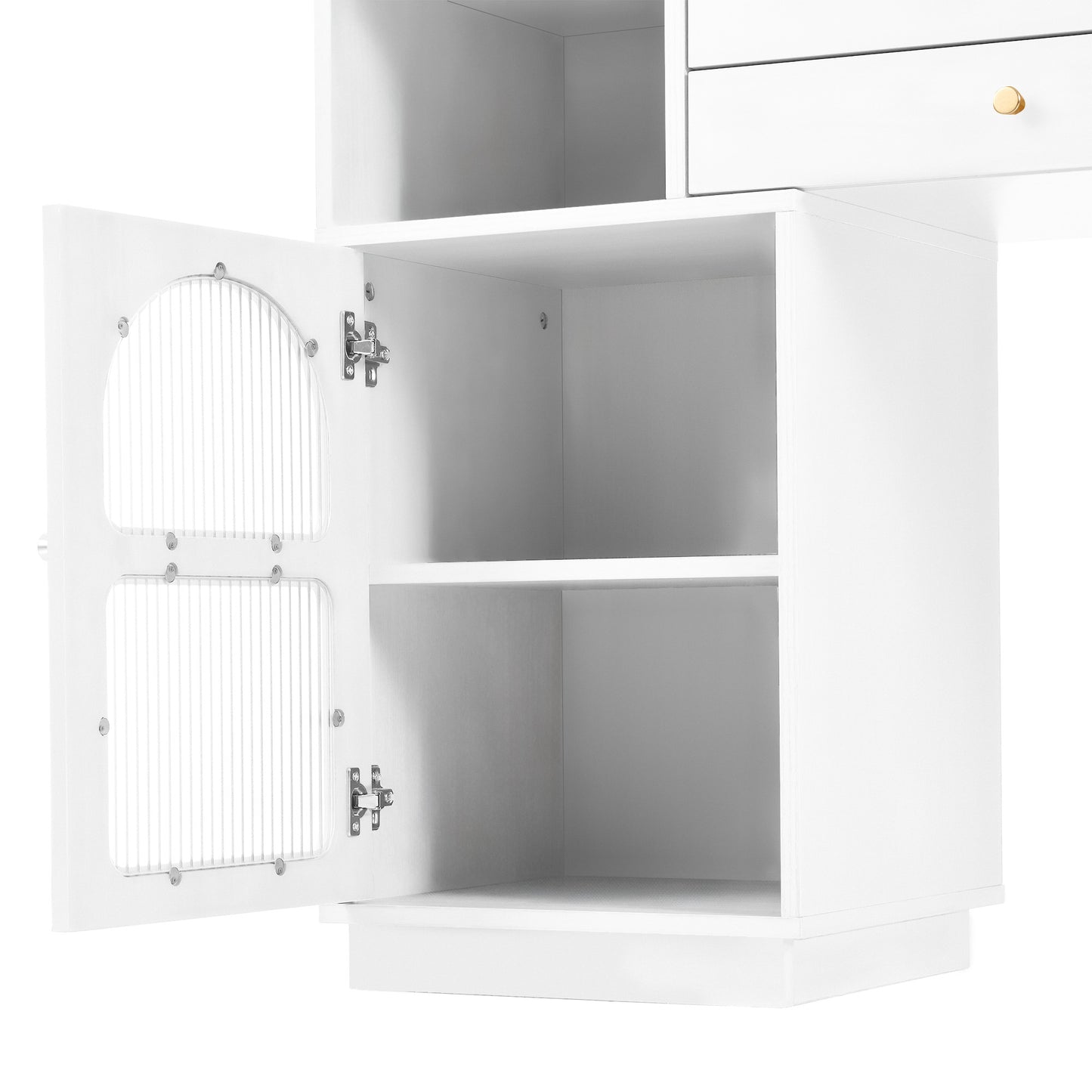 Elegant Vanity Table Set with 3-Color LED Mirror, 3-Drawer Wooden Dressing Table - 120x90x40 cm