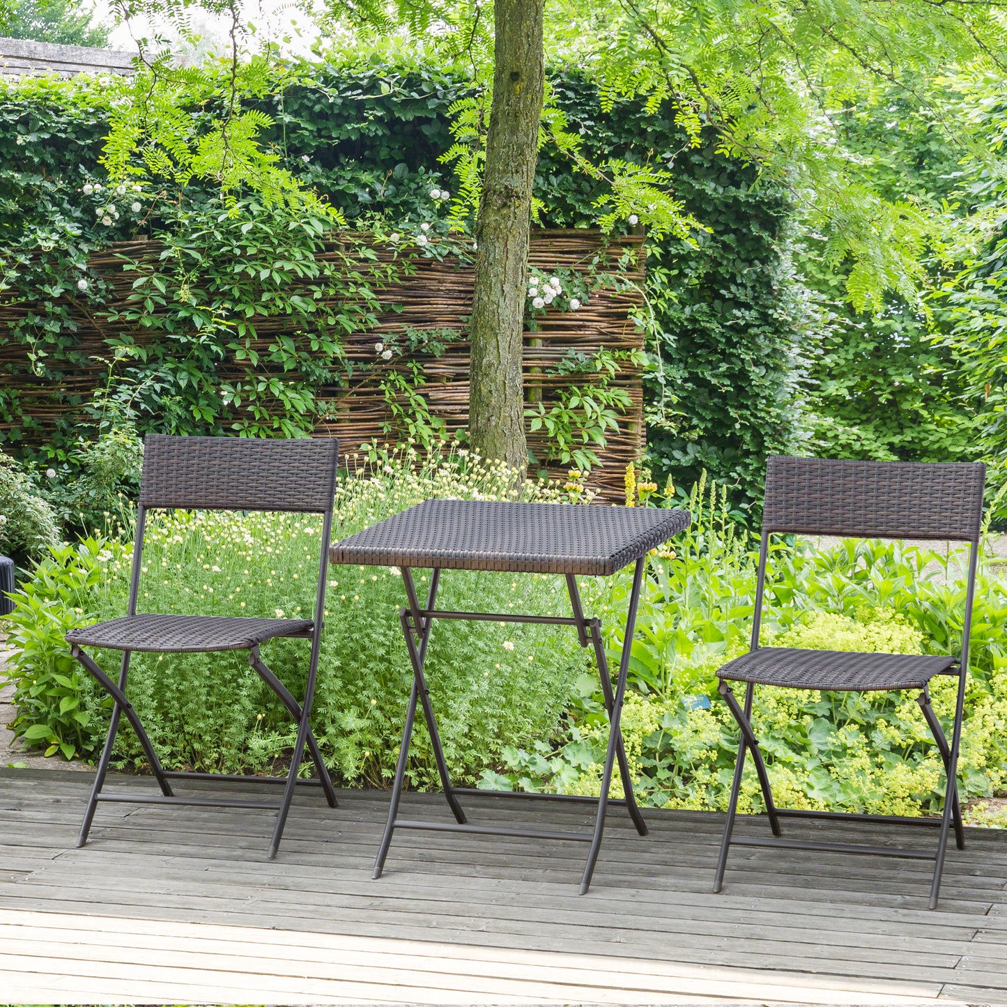 Poly Rattan Pavilion Set for 2 People, Rattan Garden Furniture Seating Group, Black, Perfect for Balconies and Terraces