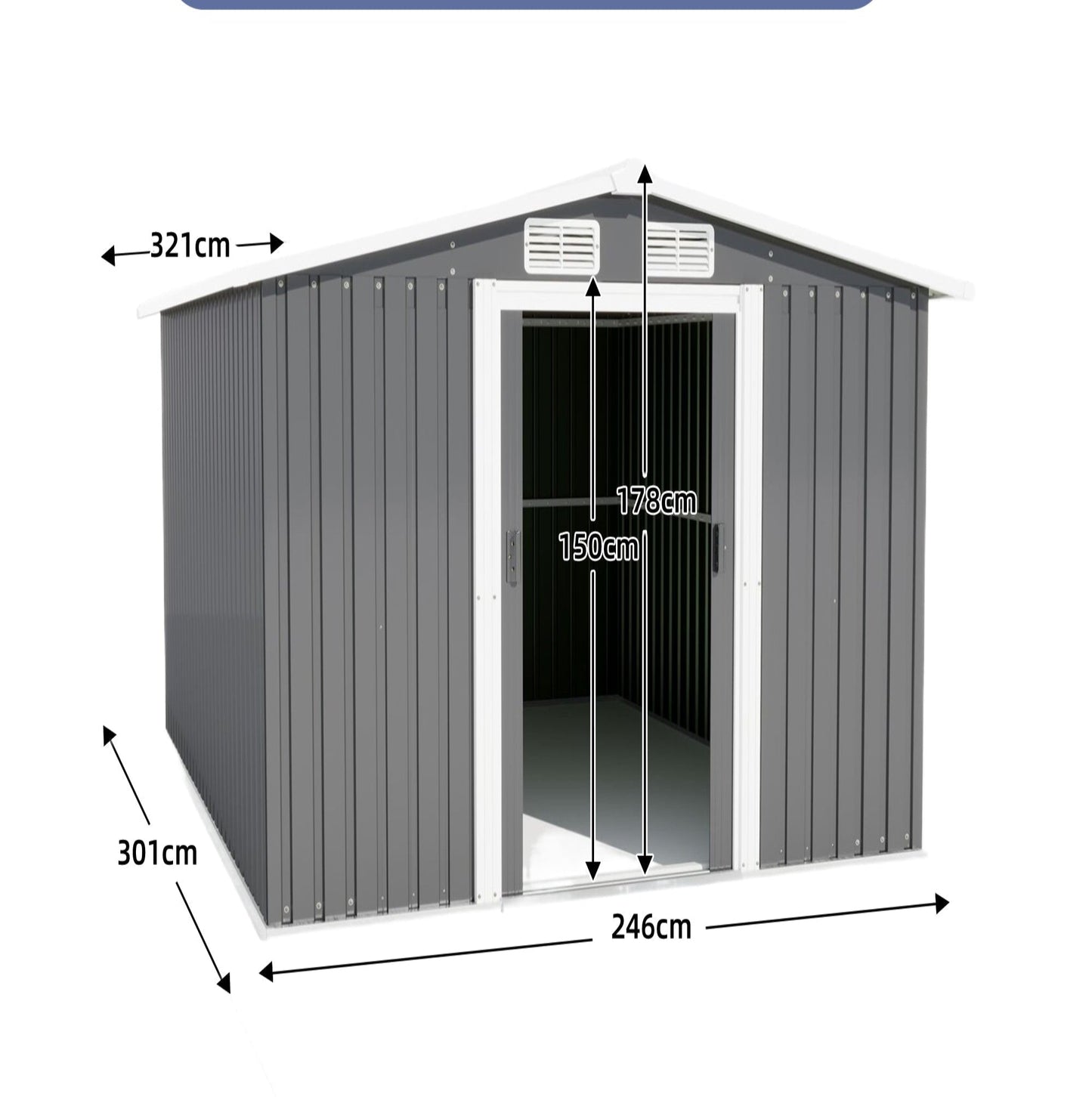 10FT x 8FT Metal Outdoor Storage Shed with Lockable Door, Waterproof & Anti-Corrosion Tool Shed for Backyard, Patio, Lawn & Garden