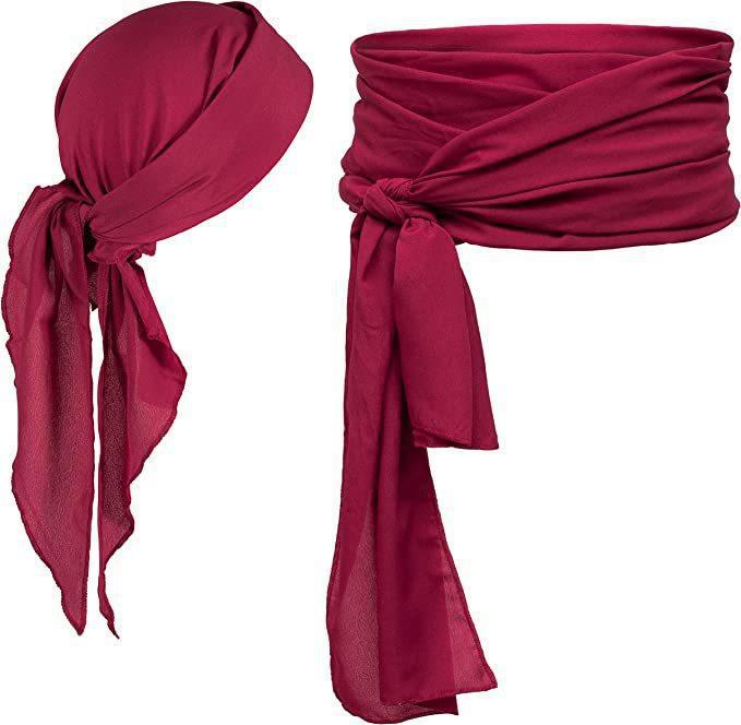 (Y)Halloween Pirate Costume Medieval Renaissance Pirate Headscarf and Belt Clothing Accessories
