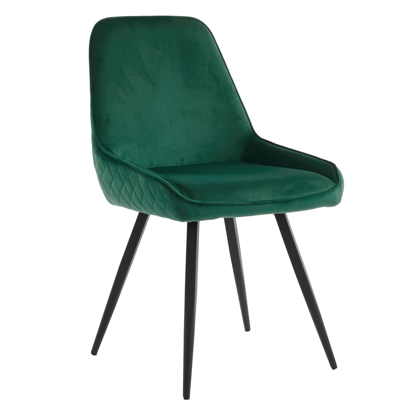 Dark Green Upholstered Dining Chairs-Metal Legs, Ergonomic Design, Set of 2